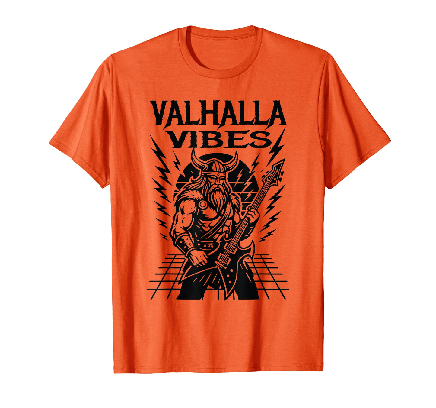 Valhalla Vibes Viking Metal Guitarist Norse Mythology Rock T-Shirt