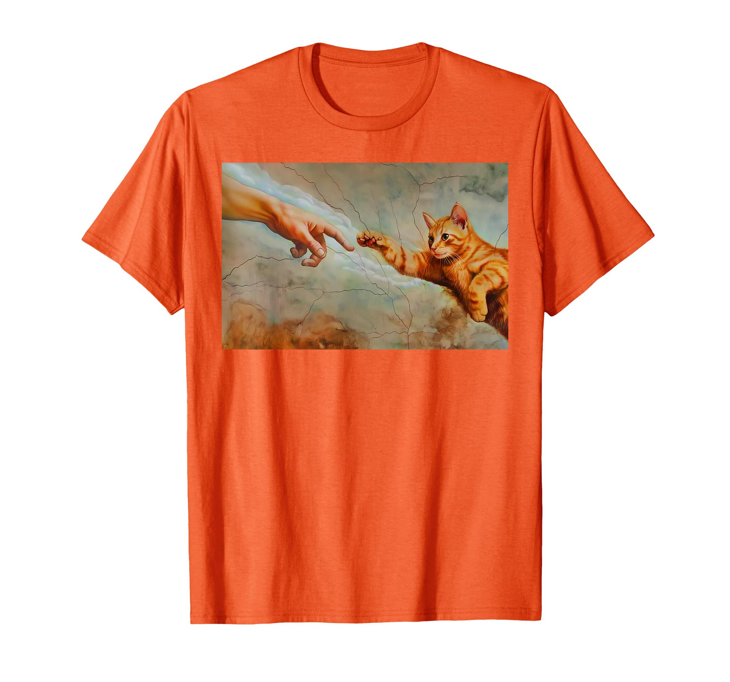 Funny Cat God Creation of Adam Meme Jesus Michelangelo Art T-Shirt