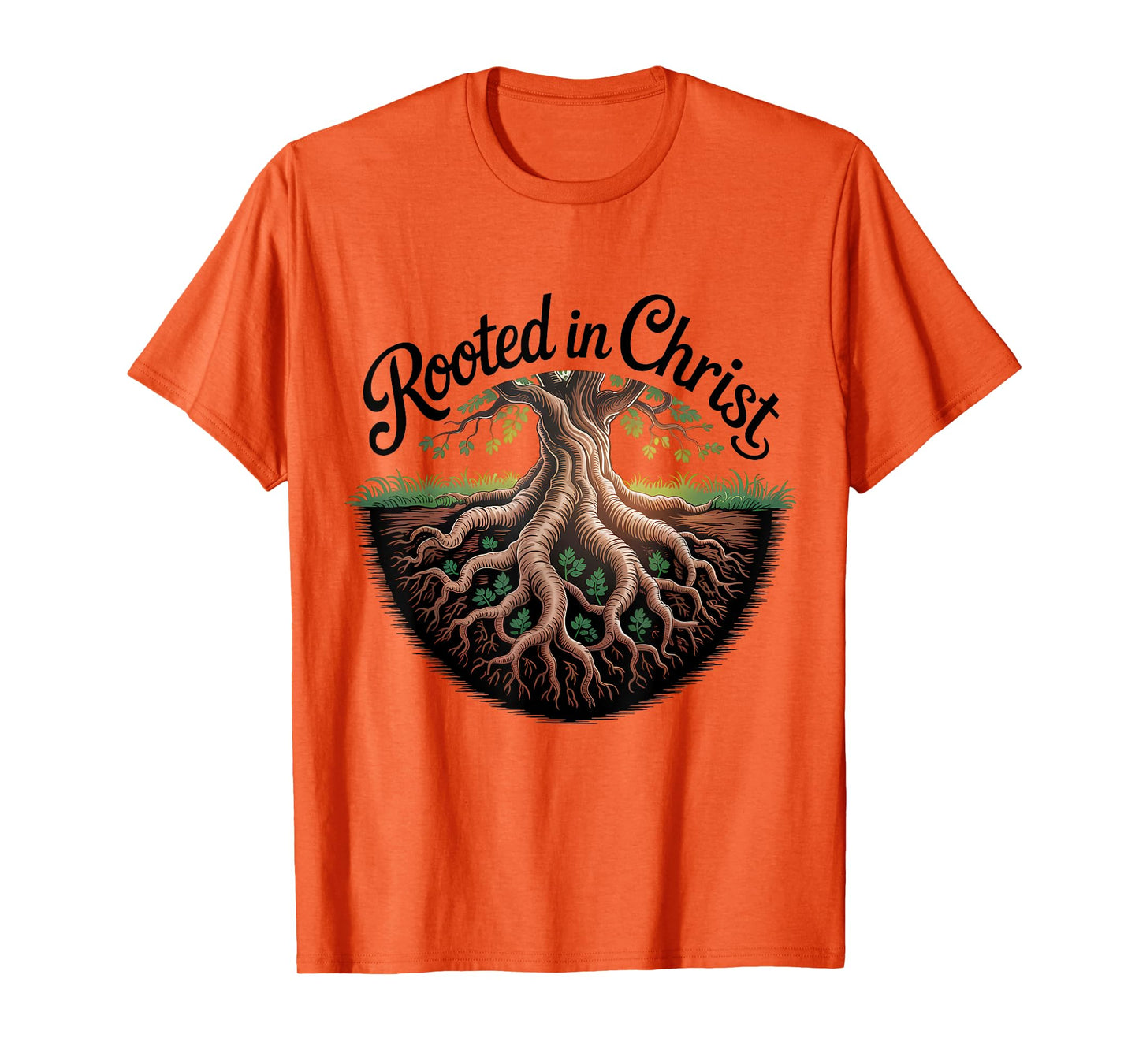 Rooted in Christ Jesus Cross Christian Faith T-Shirt