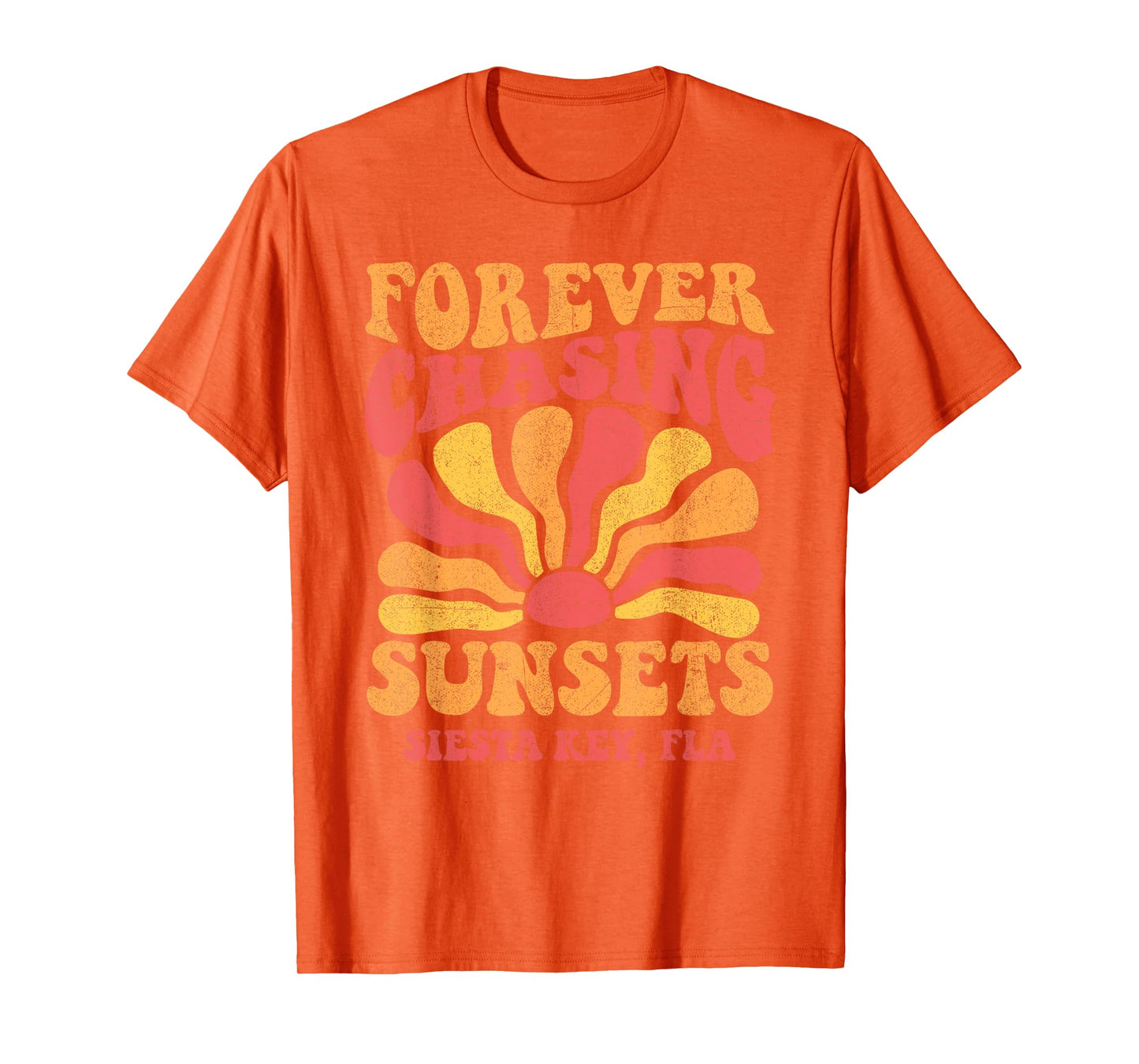Forever Chasing Sunsets Siesta Key Beach Florida 70s Retro T-Shirt