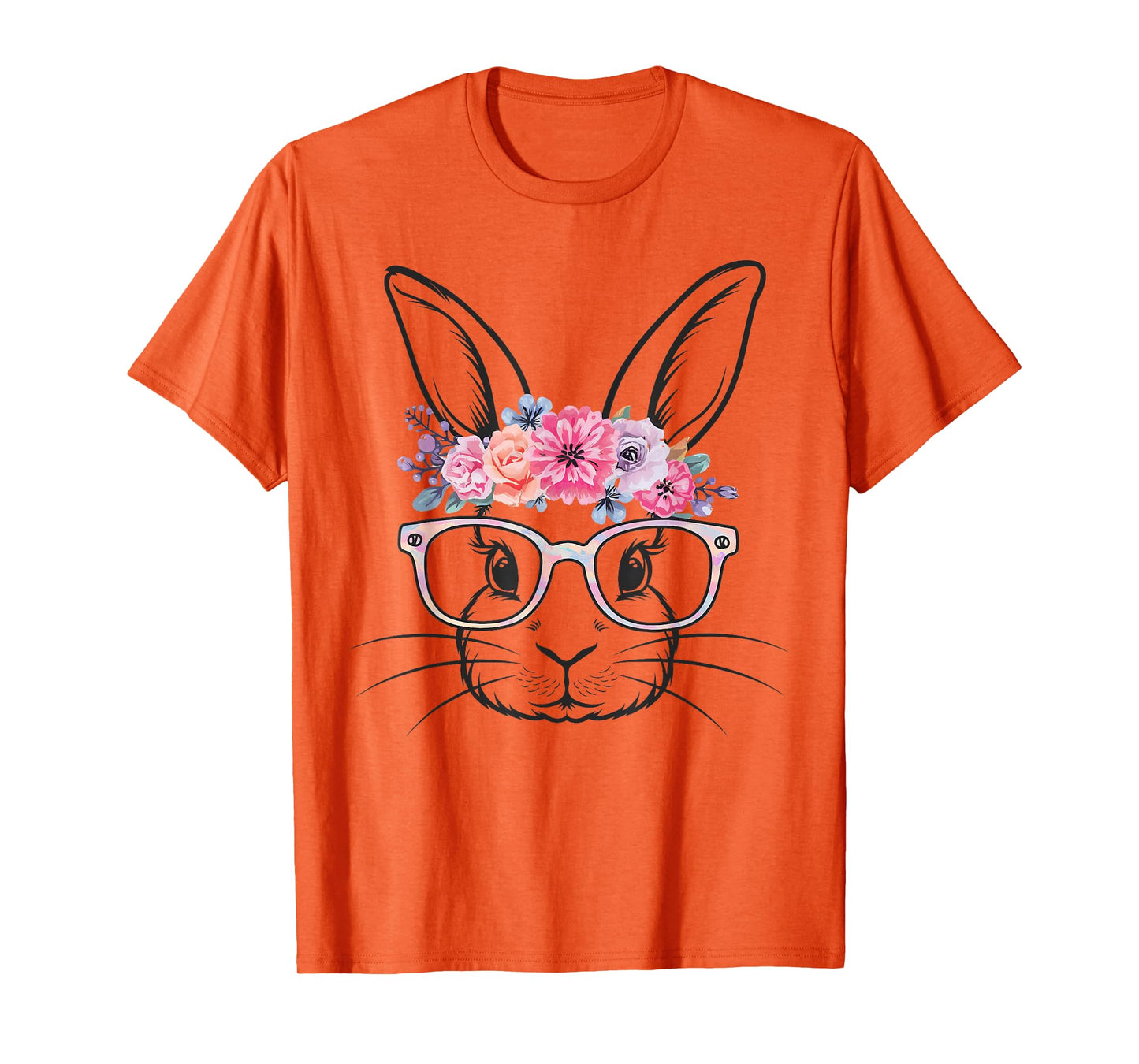 Cute Bunny Rabbit Face Tie Dye Glasses Girl Happy Easter Day T-Shirt