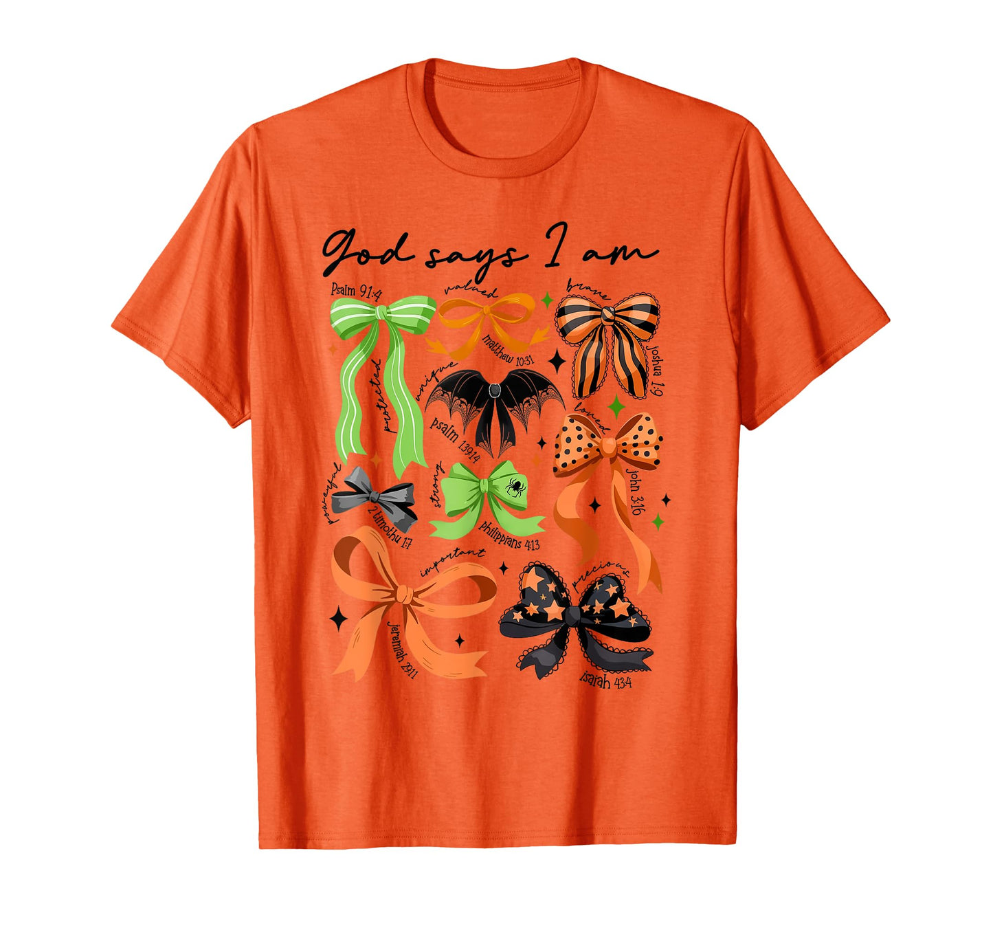 God Says I Am Retro Coquette Bow Halloween Christian Verse T-Shirt