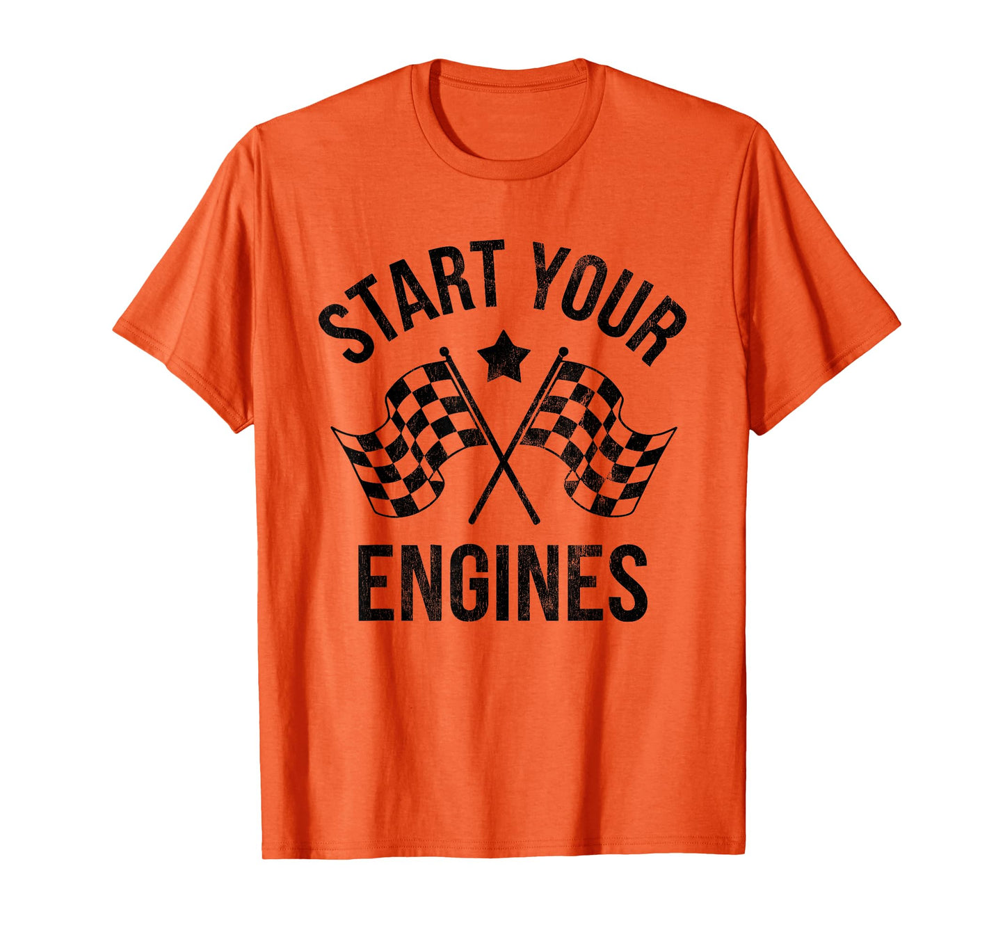 Start Your Engines Vintage Checkered Flag Race Car T-Shirt