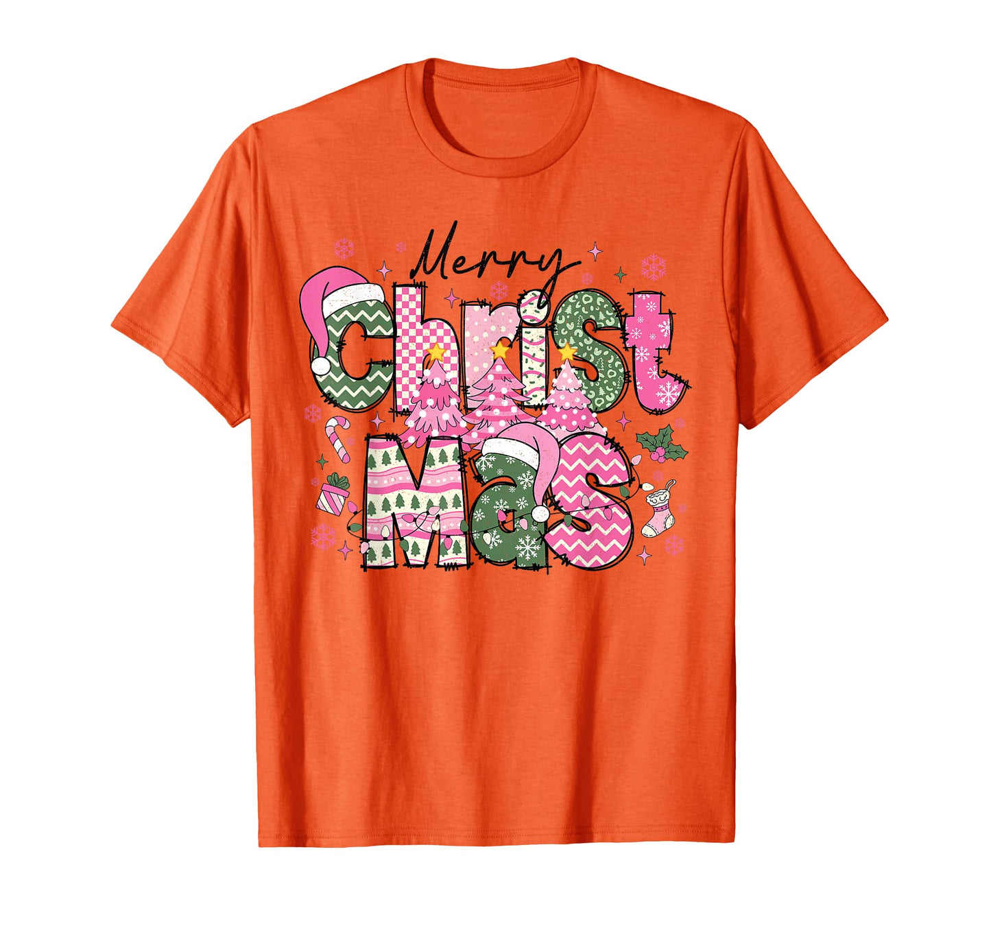 Merry Christ Mas Pink Christmas Religious Jesus Family Xmas T-Shirt