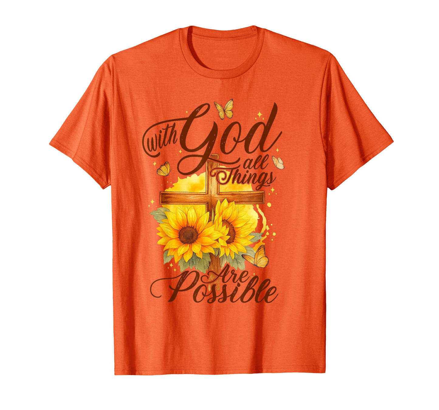 with God All Things are Possible Lamb Cross Bible Verse T-Shirt