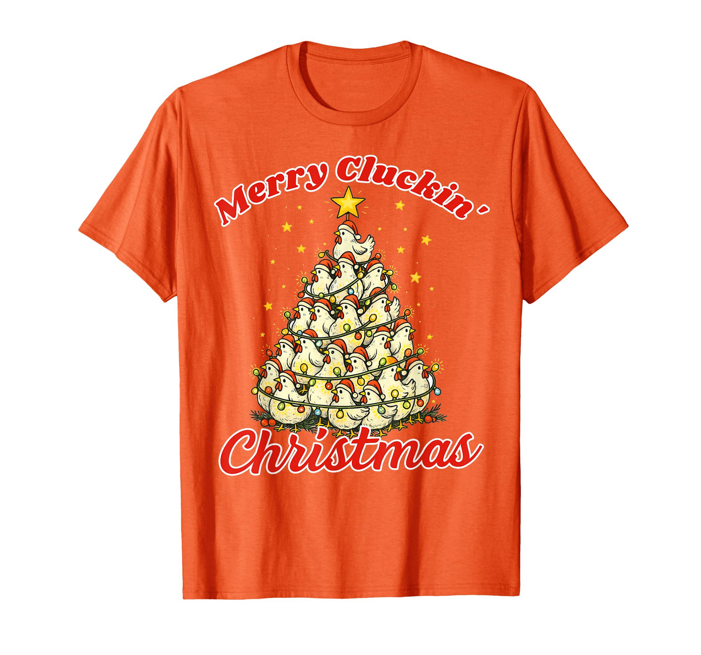Christmas Tree Chicken Lover Farm Merry Cluckin' Christmas T-Shirt