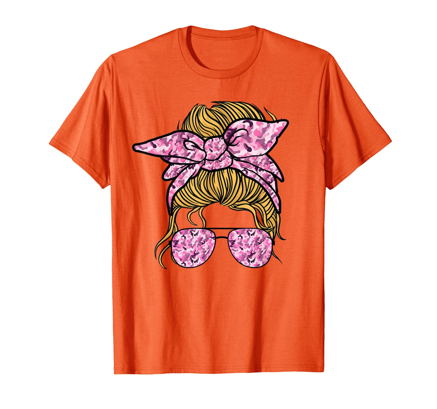 Pink Camouflage Camo Messy Bun Hunting For Women Kids Girls T-Shirt
