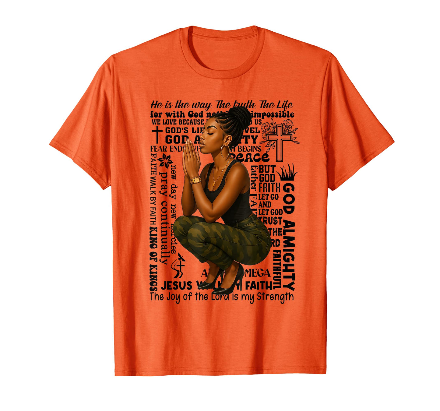 Prayer Warrior Locs Christian Black Woman Camo Bandana T-Shirt