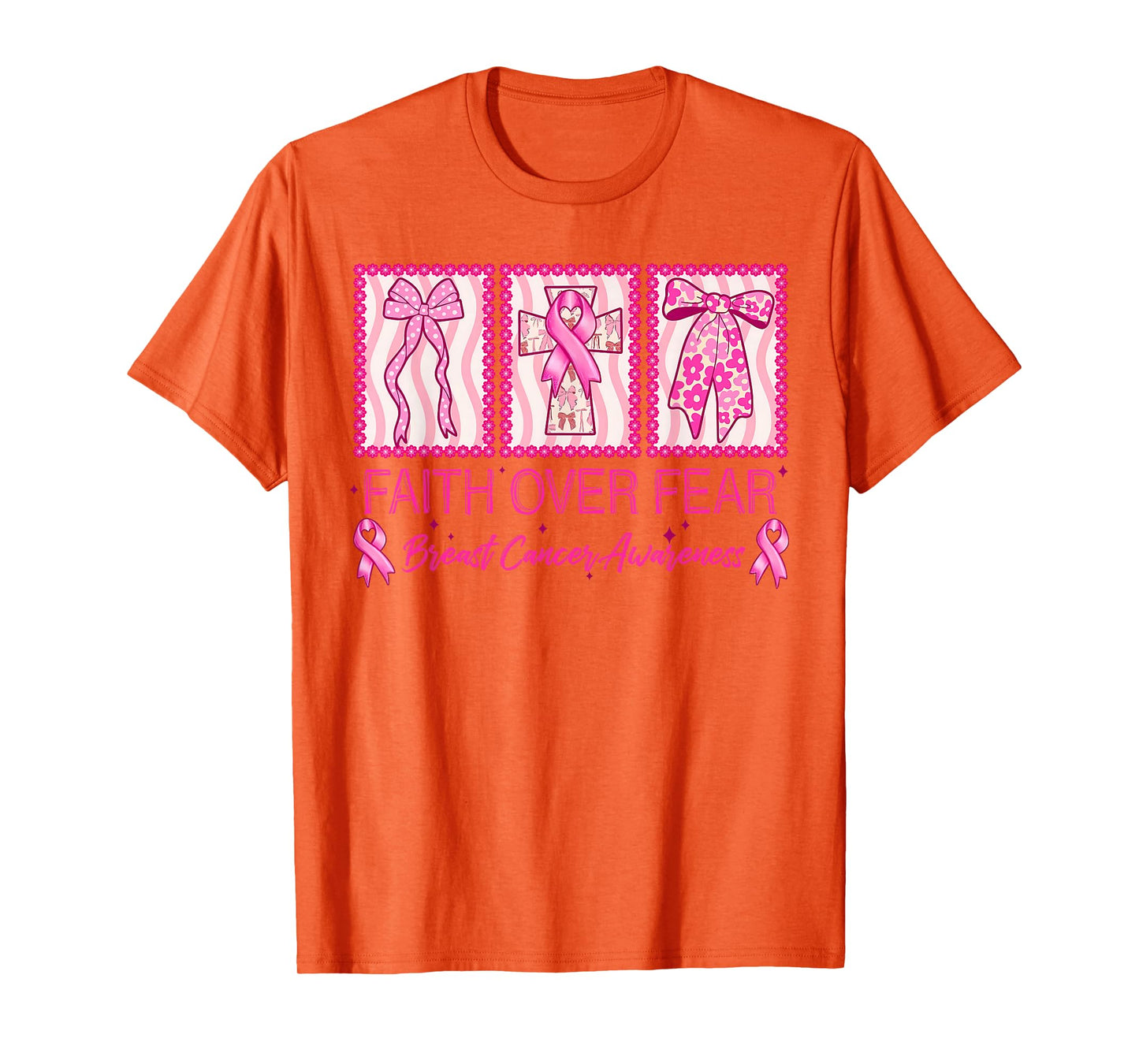 Faith Over Fear Breast Cancer Awareness Christian Religious T-Shirt