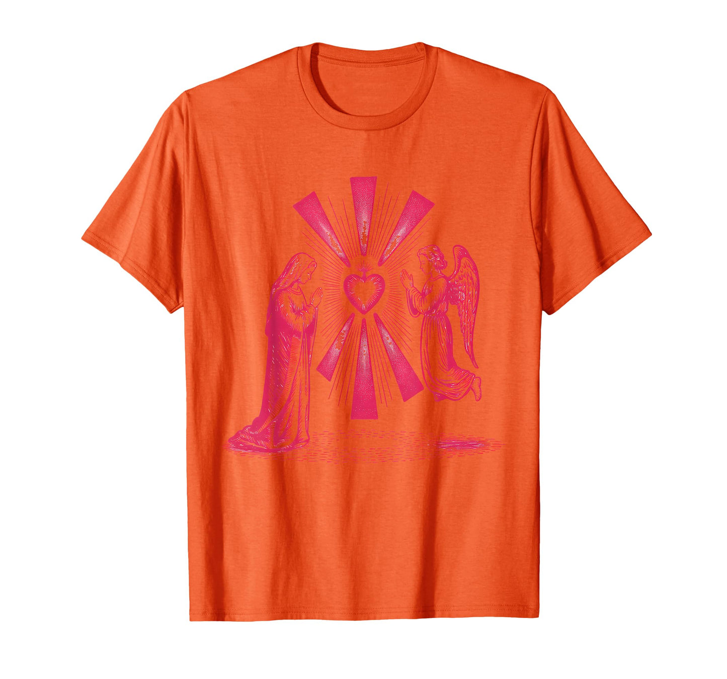 Mary and Angel in Prayer with Radiant Holy Light Artwork T-Shirt