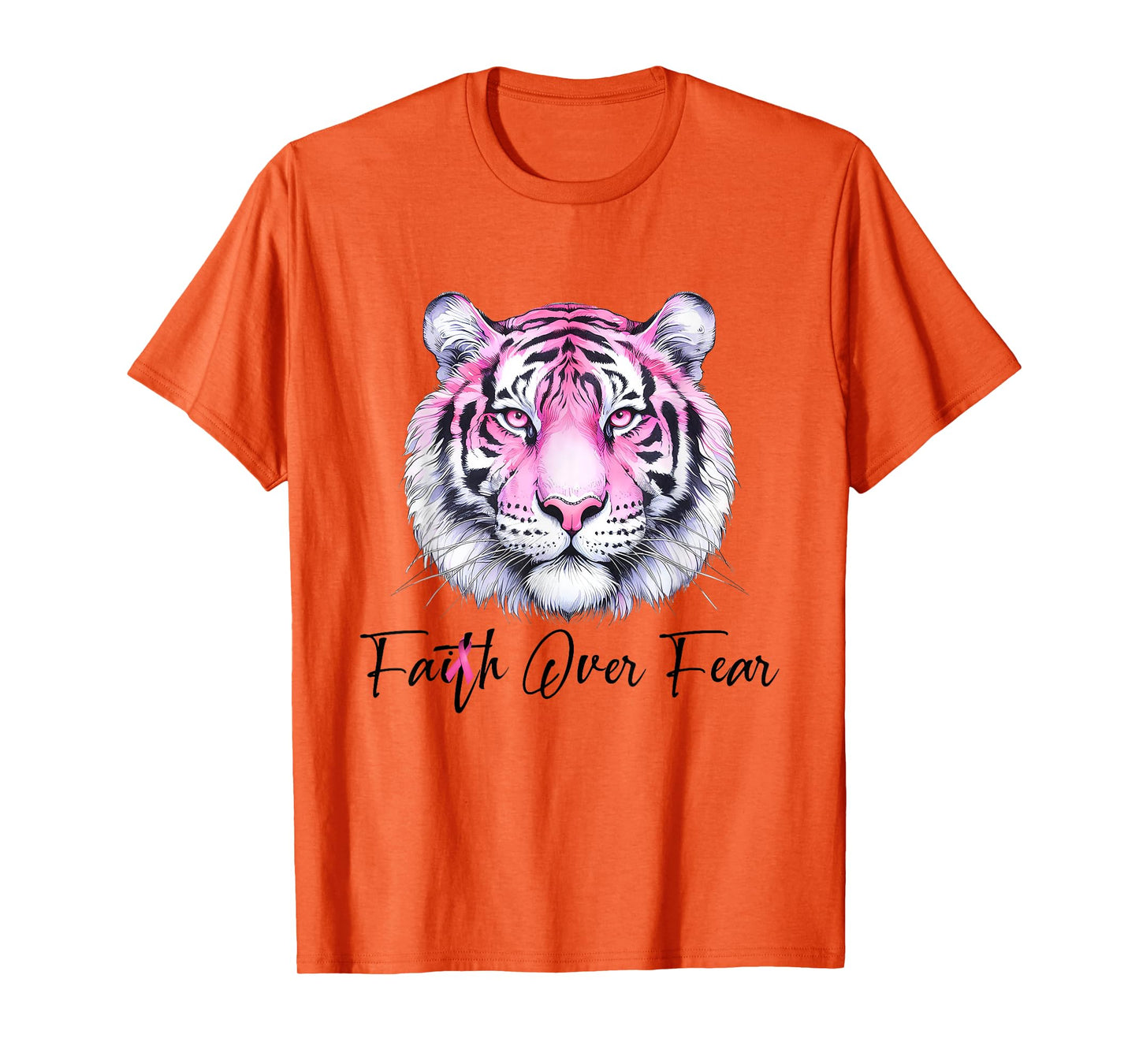 Faith Over Fear Christian Tiger Breast Cancer Awareness T-Shirt