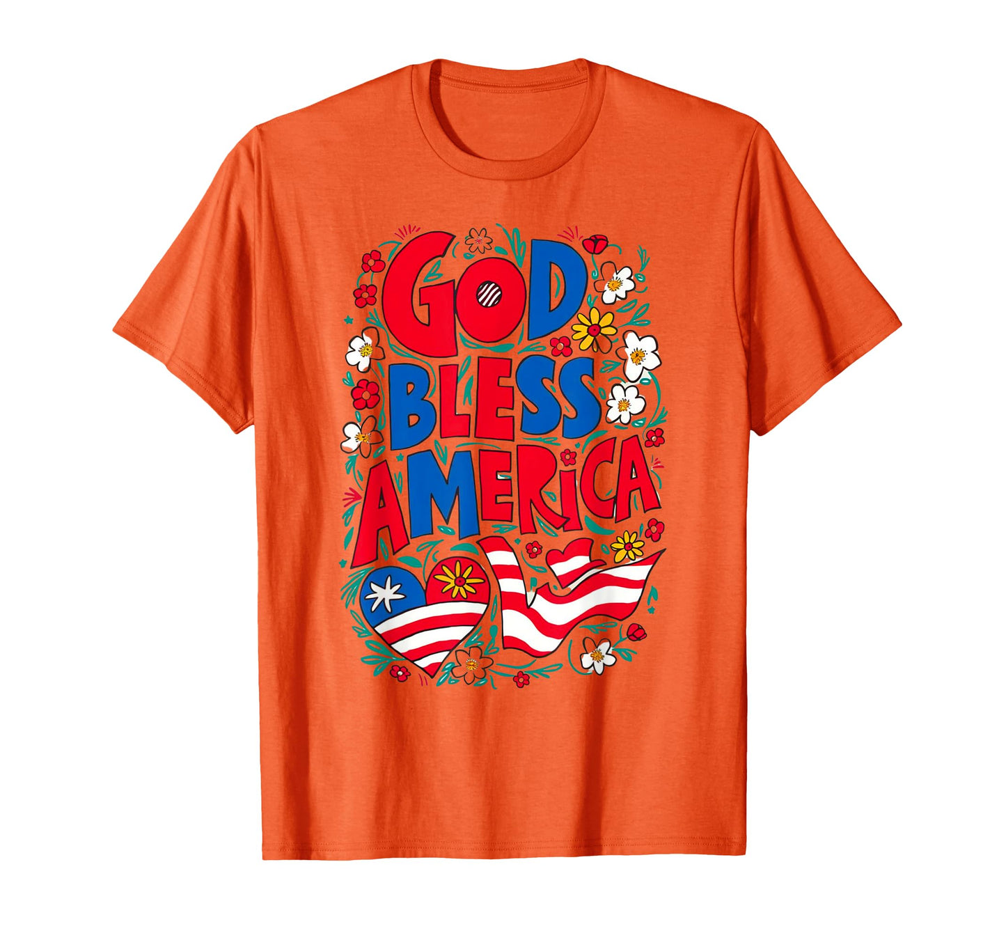 God Bless America Patriotic USA Flag Christian 4th of July T-Shirt