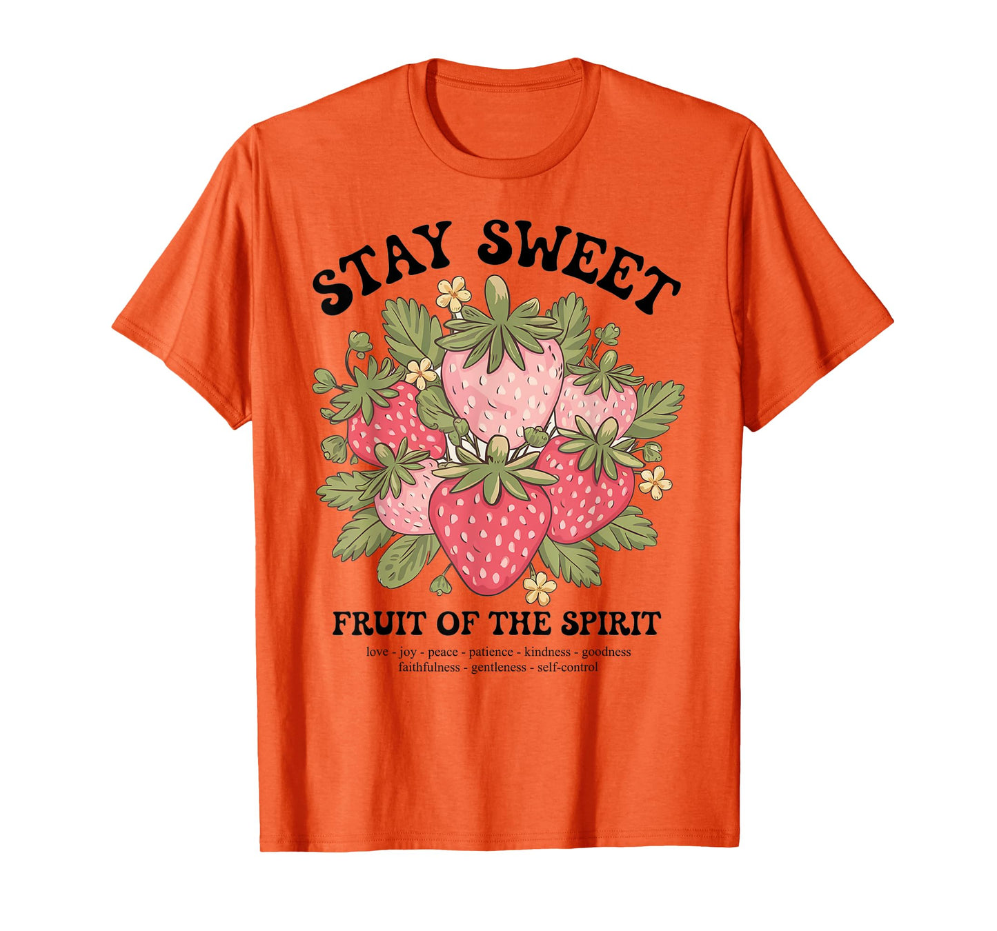 Fruit of Spirit Strawberry Boho Trendy Christian Church Crew T-Shirt