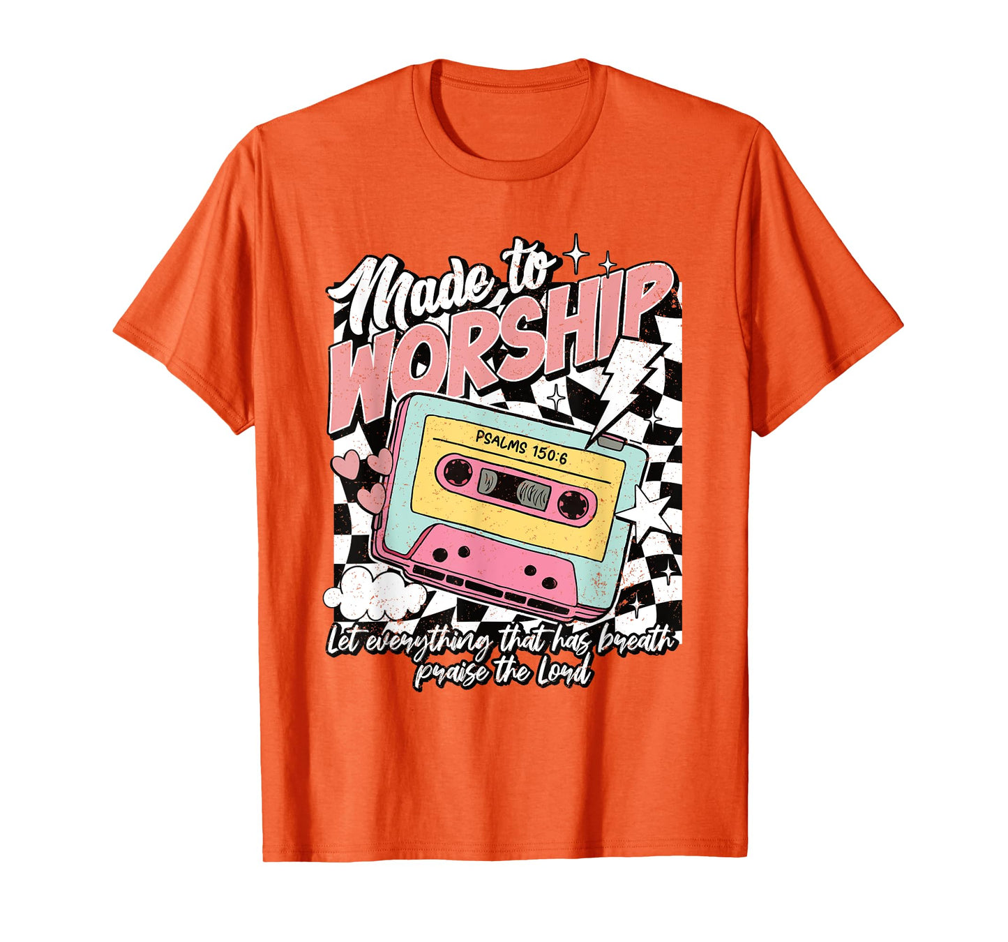 Retro Cassette Made to Worship Psalms 150:6 Christian Music T-Shirt