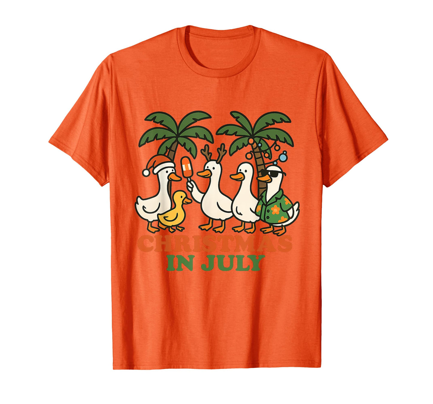 Christmas in July Funny Ducks Tropical Holiday Summer T-Shirt
