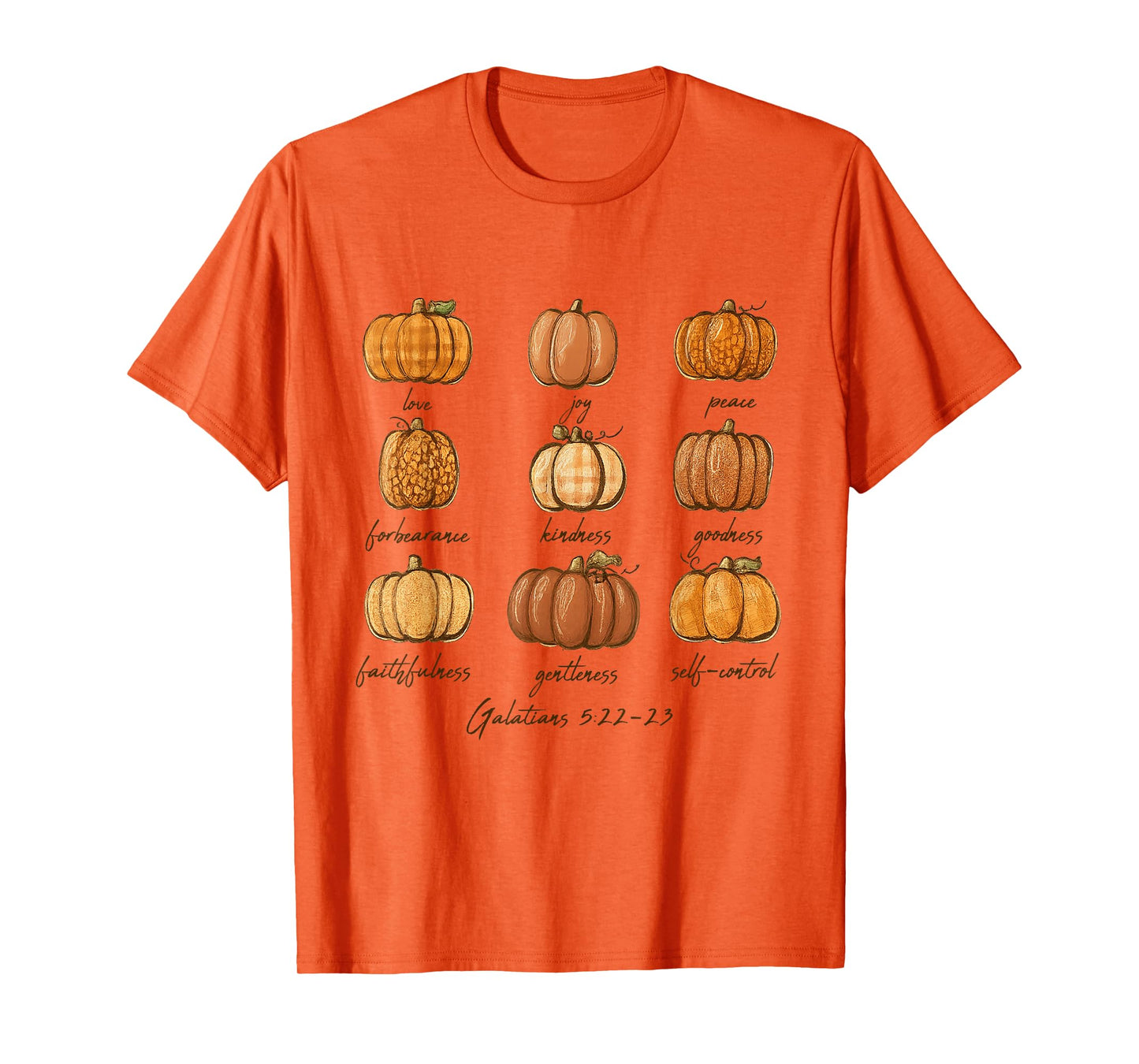 Galatians 5.22-23 Christian Pumpkin Halloween Bible Verse T-Shirt