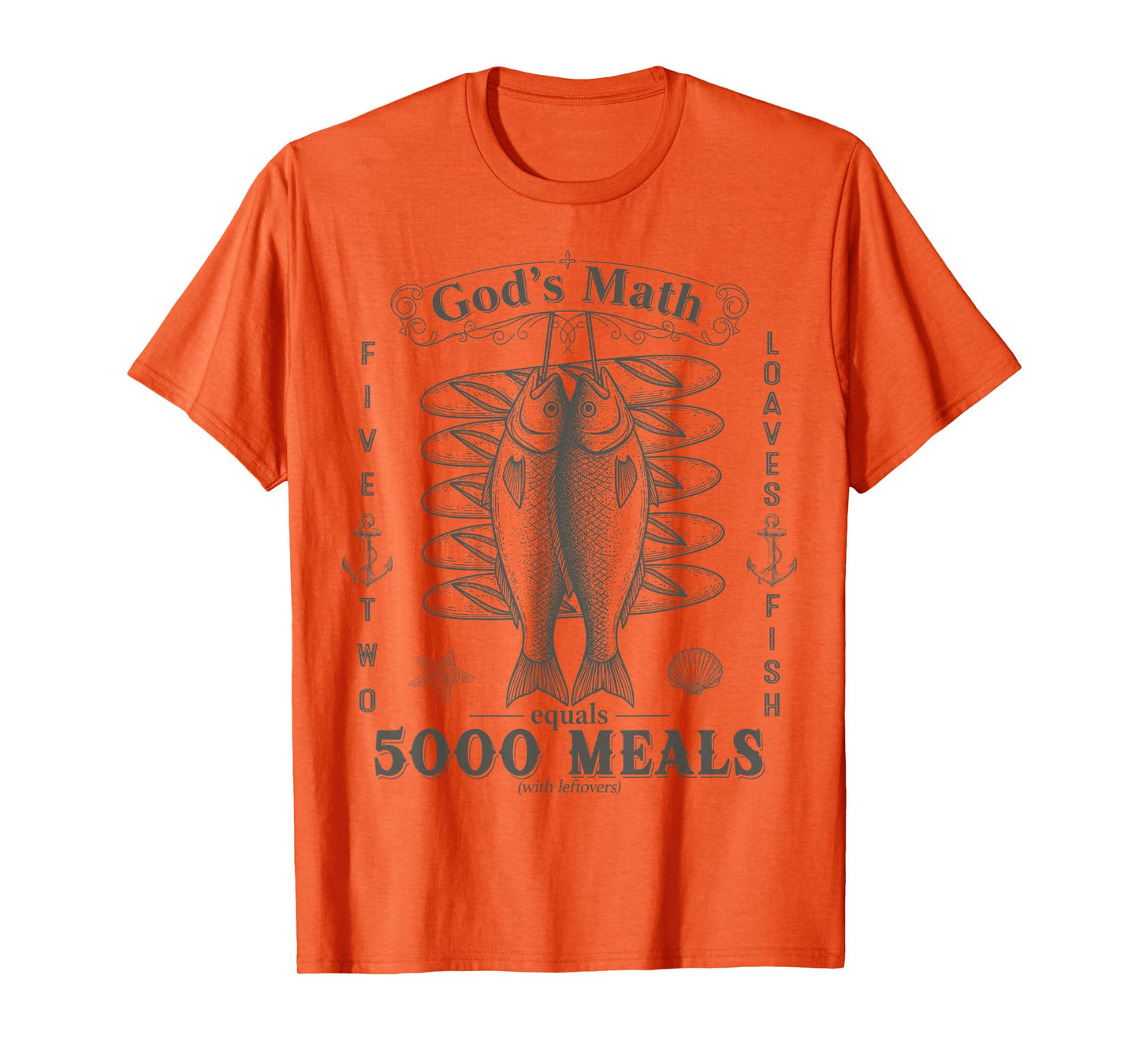 2 Fishes 5 Breads Jesus Feeds The 5000 Christian Bible Verse T-Shirt