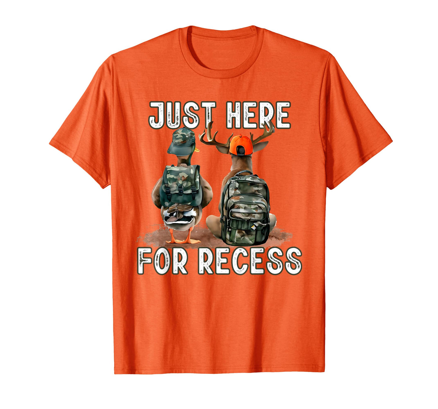 Just Here for Recess Back to School Deer Hunting Duck Funny T-Shirt
