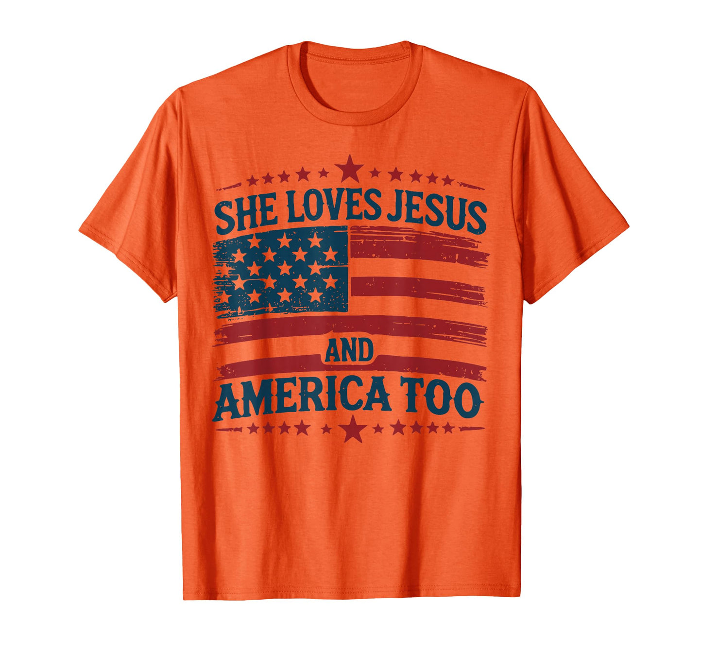 She Loves Jesus And America Too Christian 4th Of July T-Shirt
