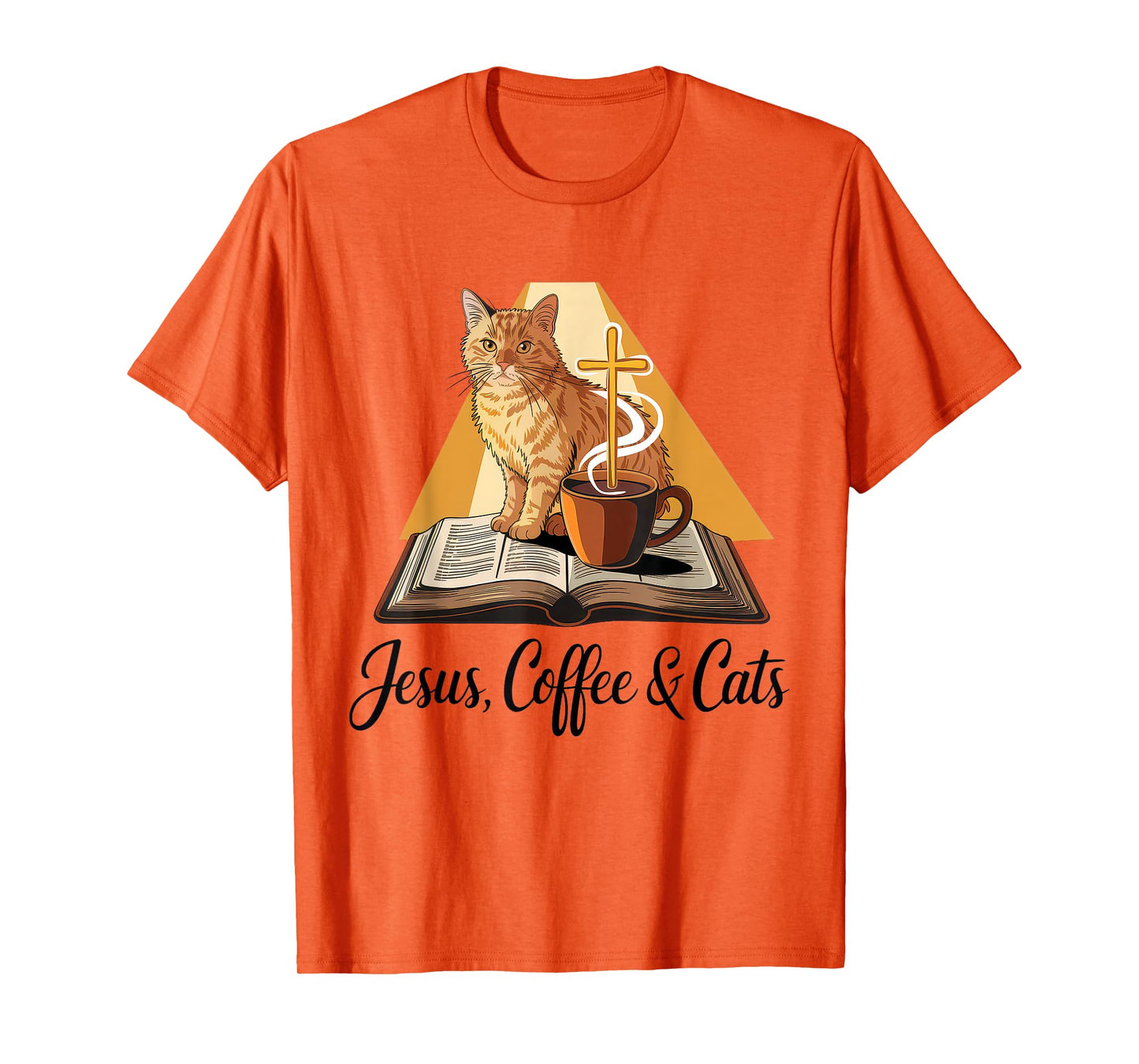 Jesus Coffee Cats Funny Cute Design Jesus Lovers Christian T-Shirt