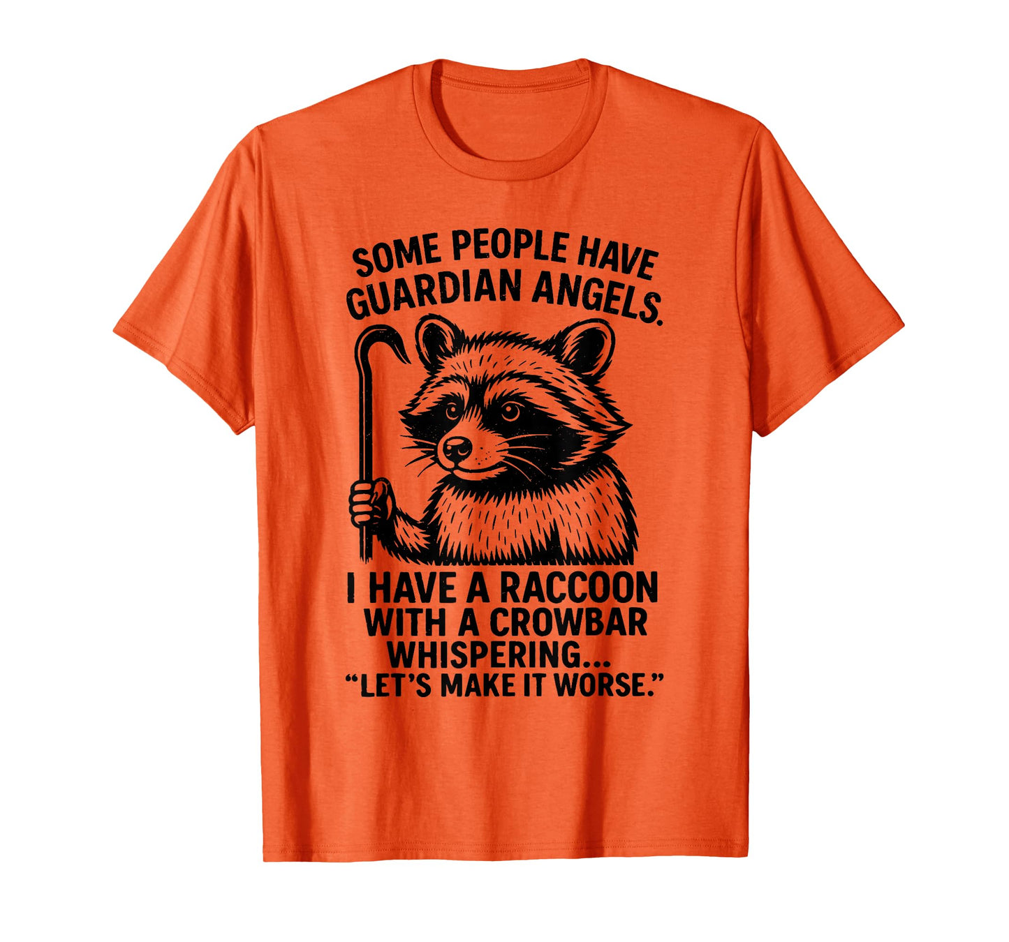 Funny Retro Raccoon Crowbar Meme Guardian Angel Parody T-Shirt
