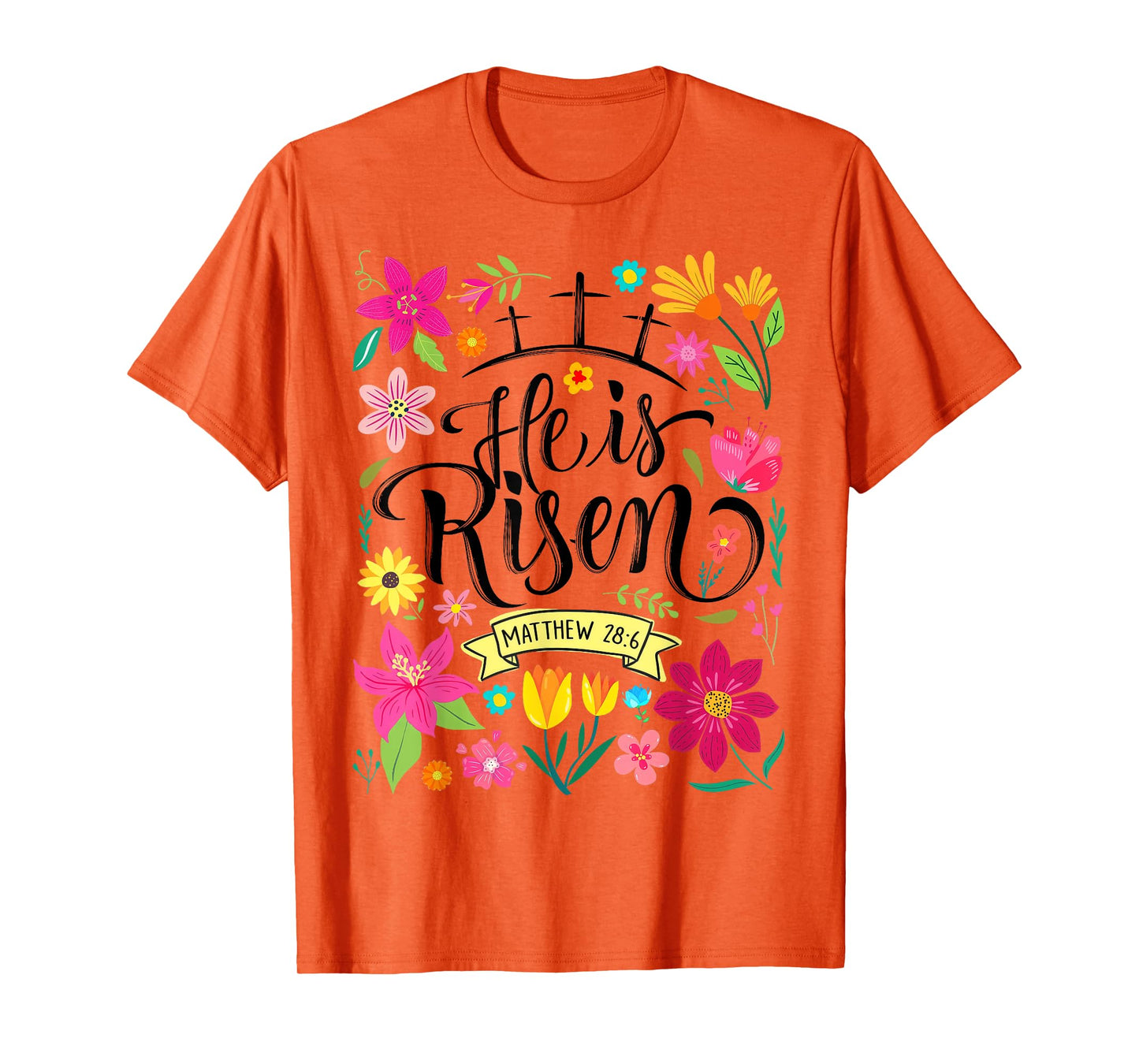 He Is Risen Mattew 28:6 Boho Floral Christian Easter T-Shirt