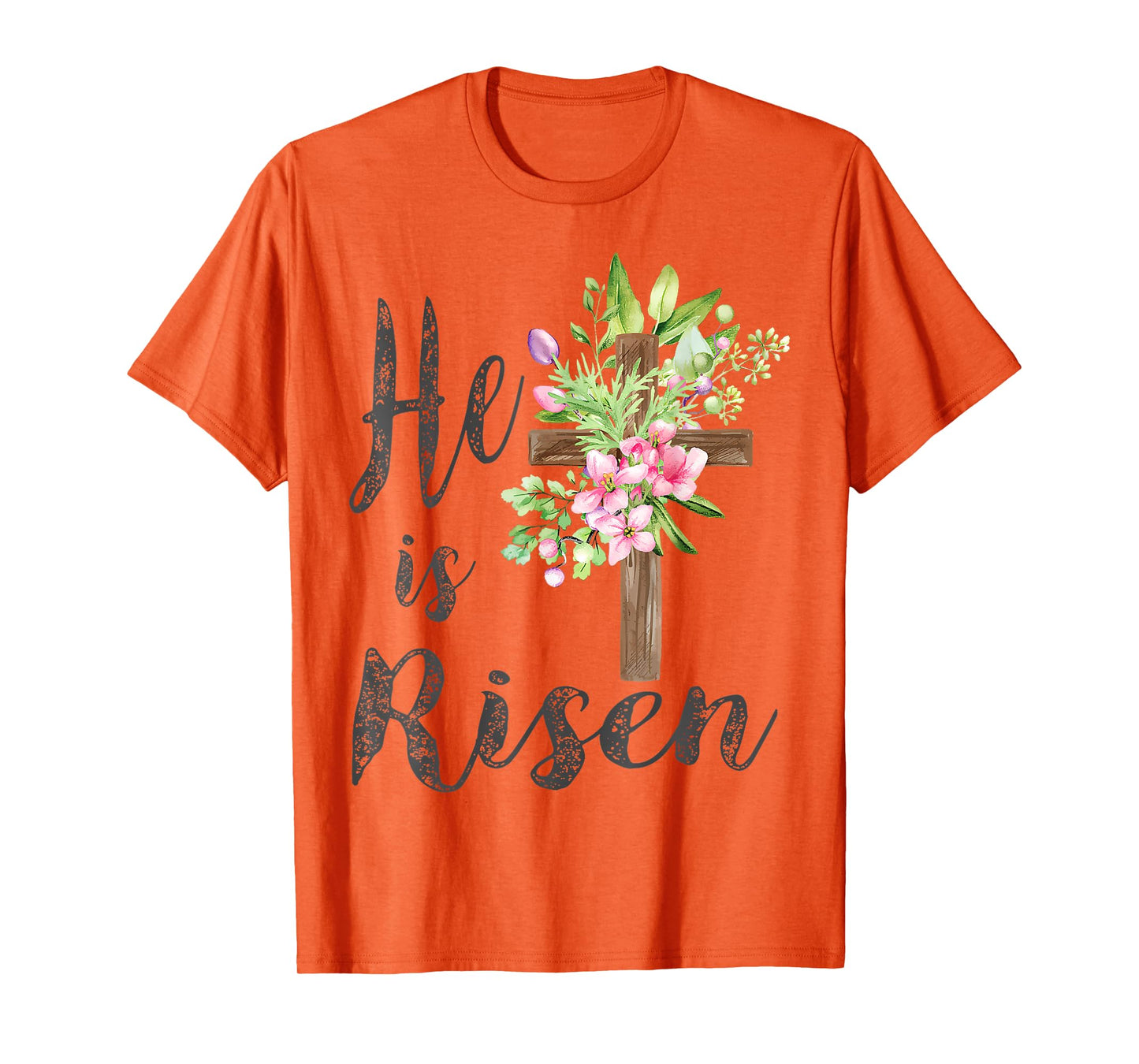 He is Risen Jesus Christian Easter Floral Wreath Women Girls T-Shirt