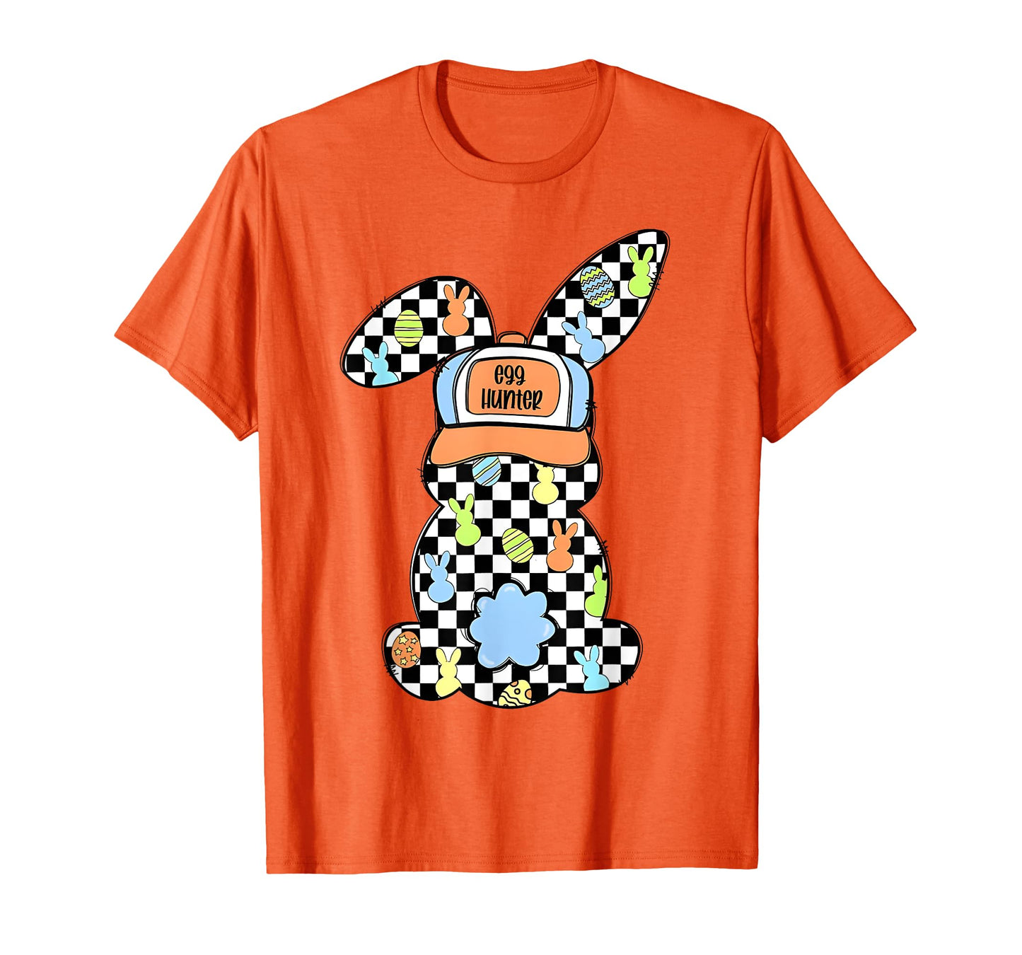 Checkered Bunny Easter Day Coquette Bows Rabbit Happy Easter T-Shirt