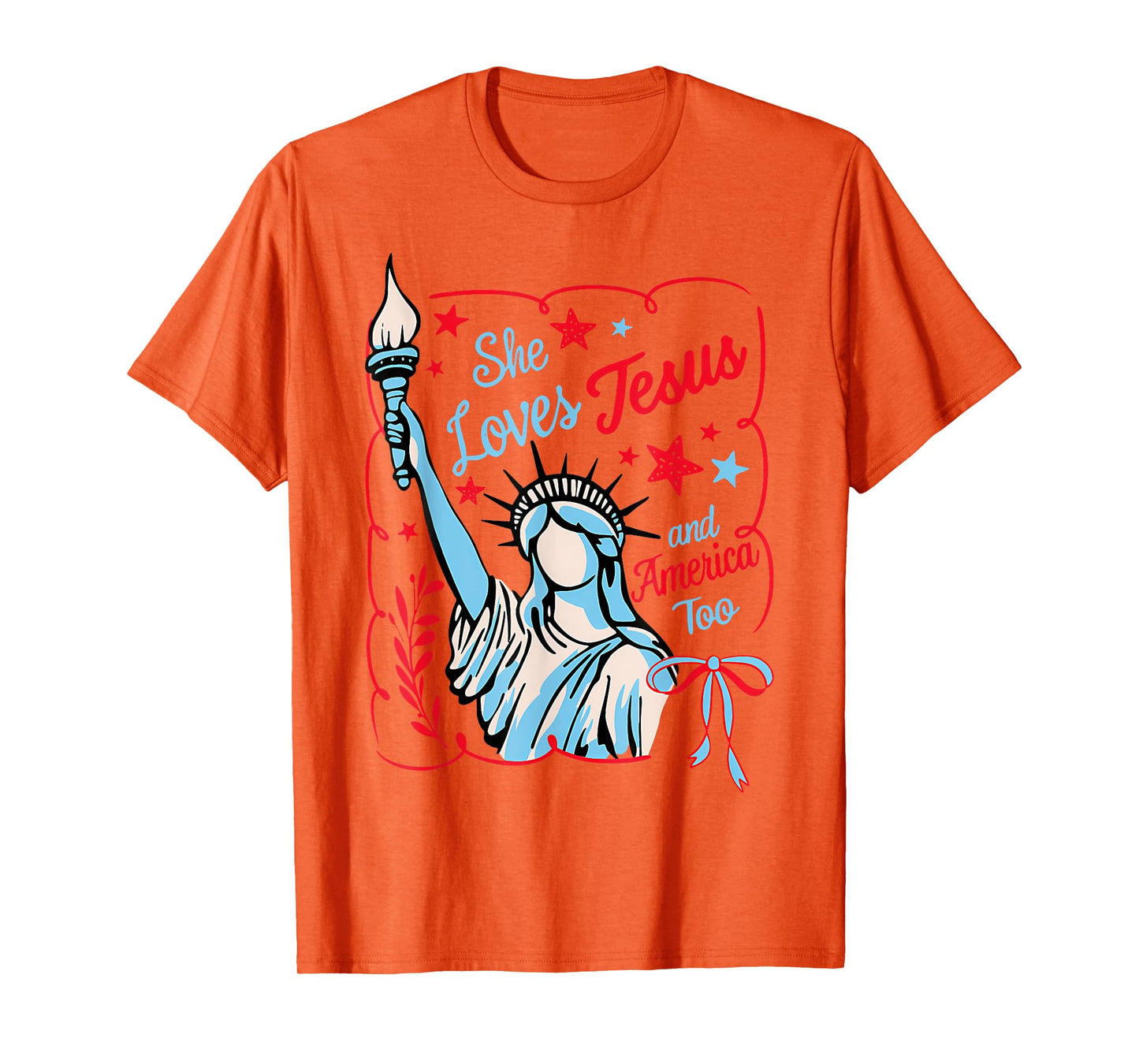 She Loves Jesus And America Too 4th Of July Women T-Shirt