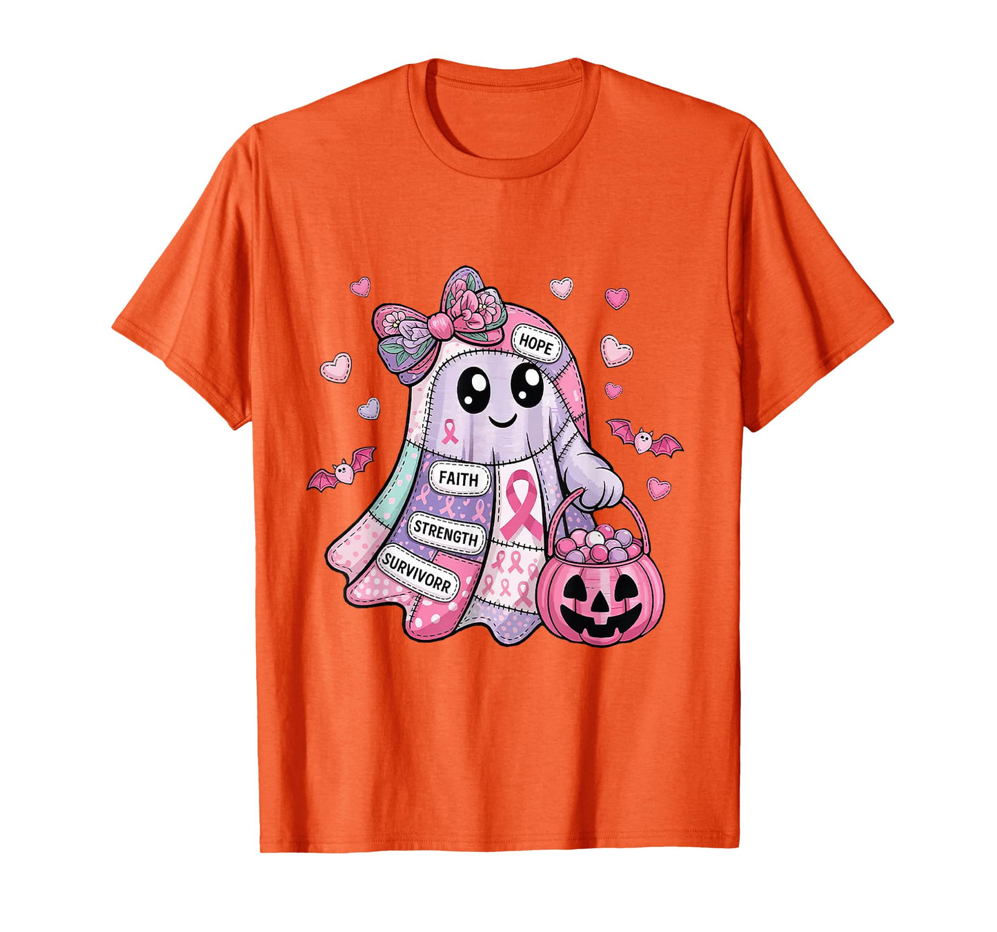 in October We Wear Pink Coquette Bow Ghost Pumpkin Halloween T-Shirt