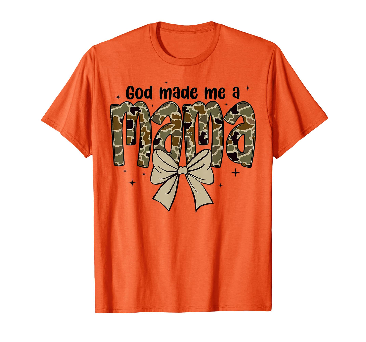 God made me a mama Mother Coquette Duck Camo Bow Retro T-Shirt