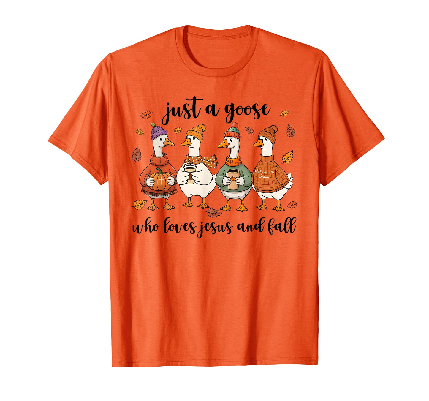 Funny Goose Who Loves Jesus and Fall Christian Autumn T-Shirt