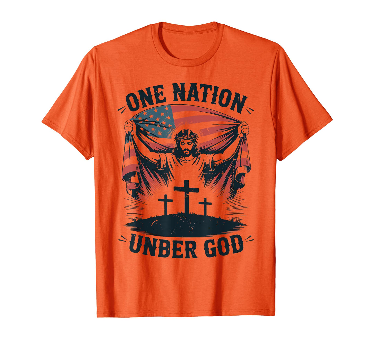 One Nation Under God Jesus Flag 4th July Christian Patriotic T-Shirt