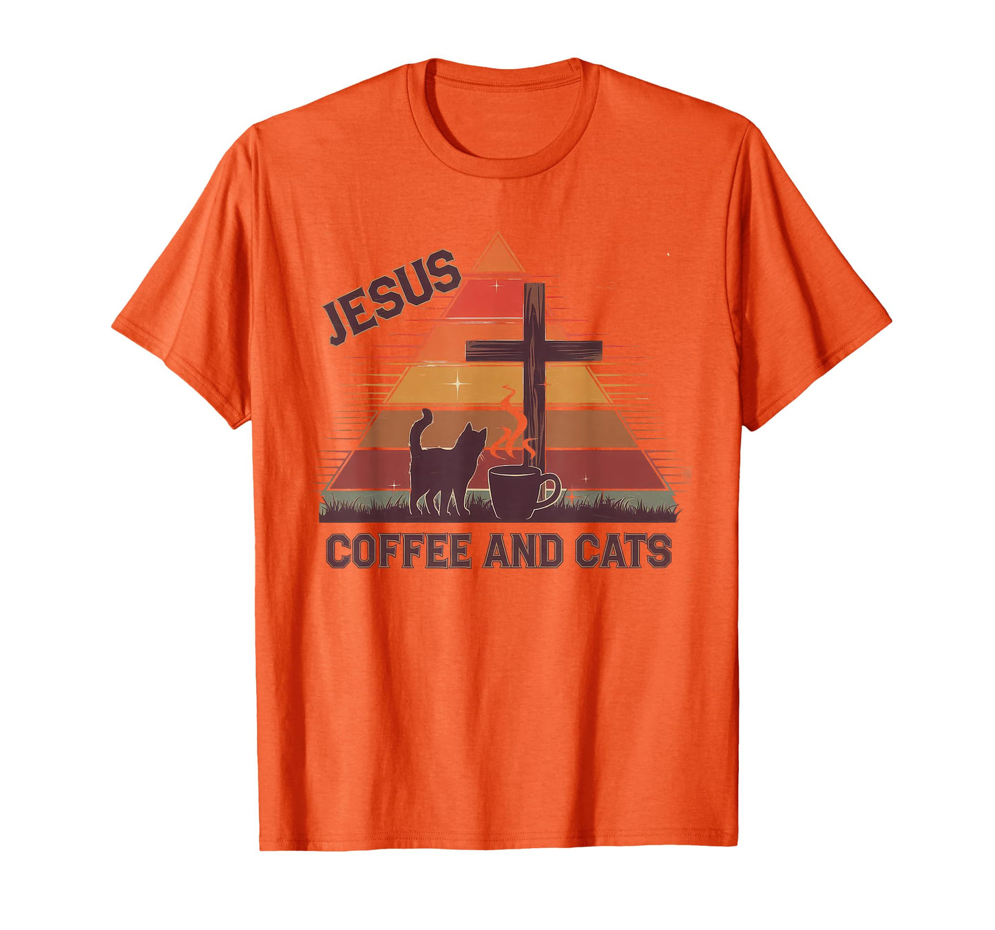 Jesus Coffee Cats Funny Cute Design Jesus Lovers Christian T-Shirt