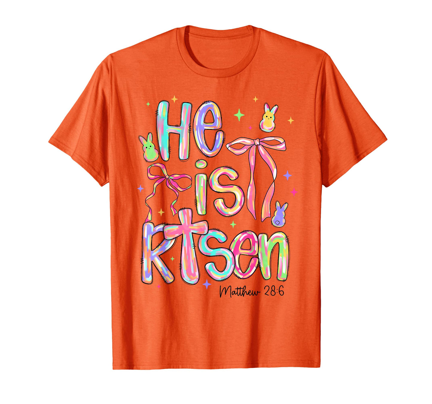 Happy Easter He Is Risen Bunny Jesus Christian Coquette Bow T-Shirt