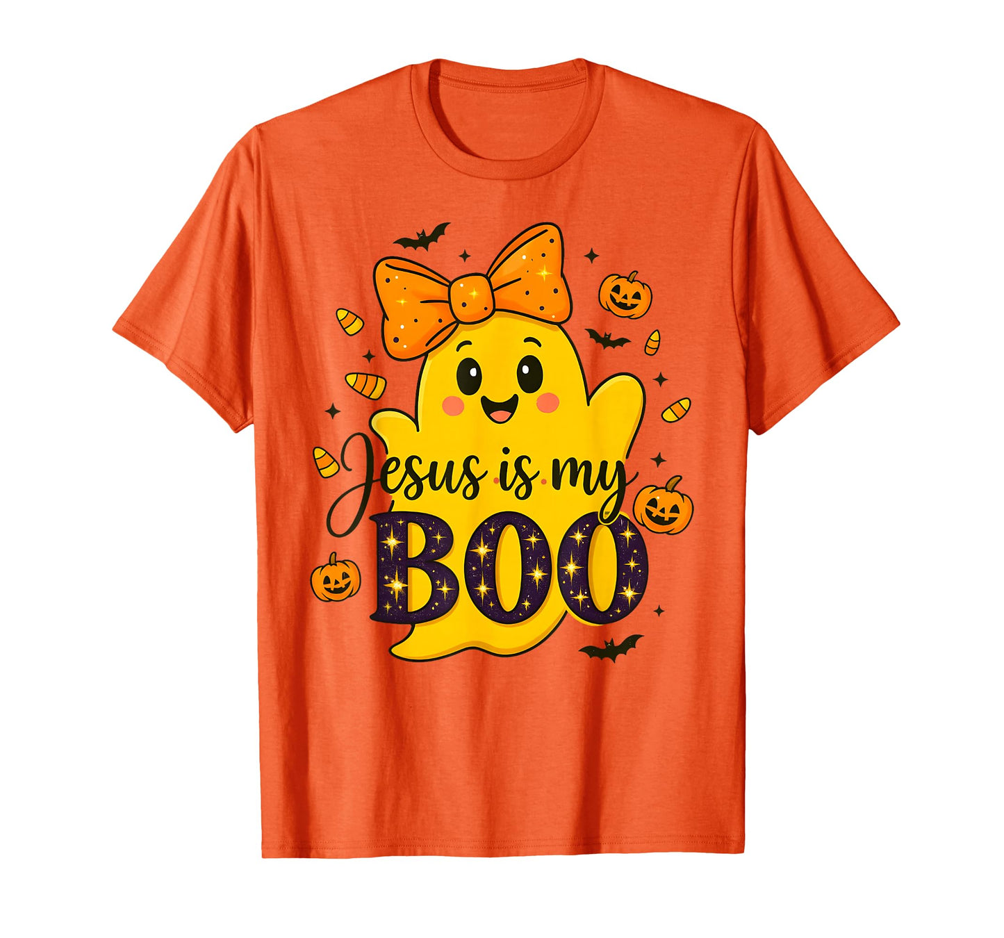 Jesus is My Boo Christian Halloween Ghost Bow Women Kids T-Shirt