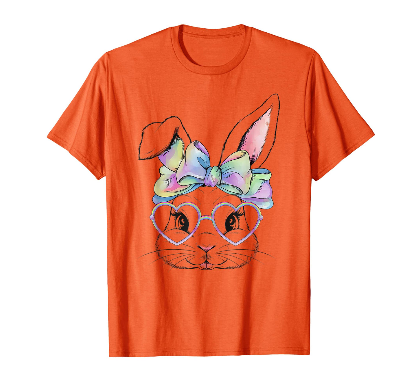 Cute Bunny Rabbit Face Tie Dye Glasses Girl Happy Easter Day T-Shirt