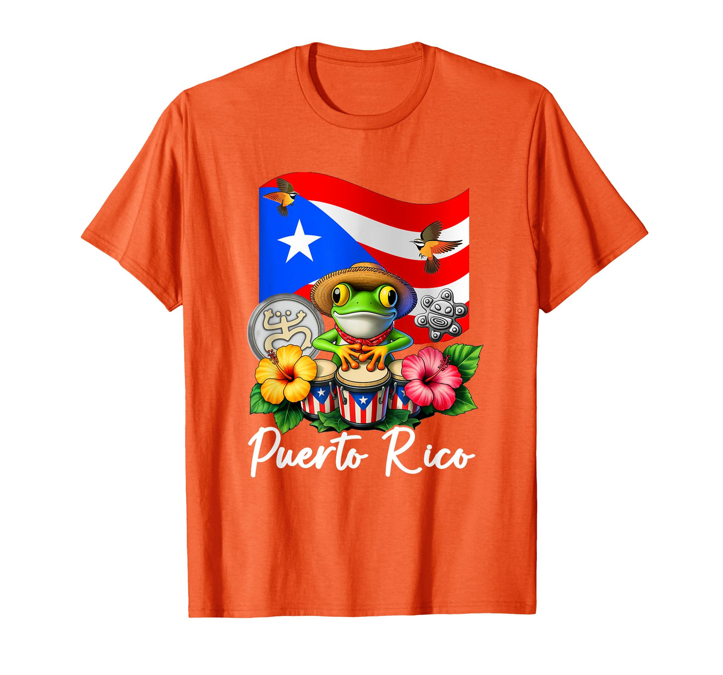 Funny Boricua Coqui Frog Taino Puerto Rico Puerto Rican Flag T-Shirt
