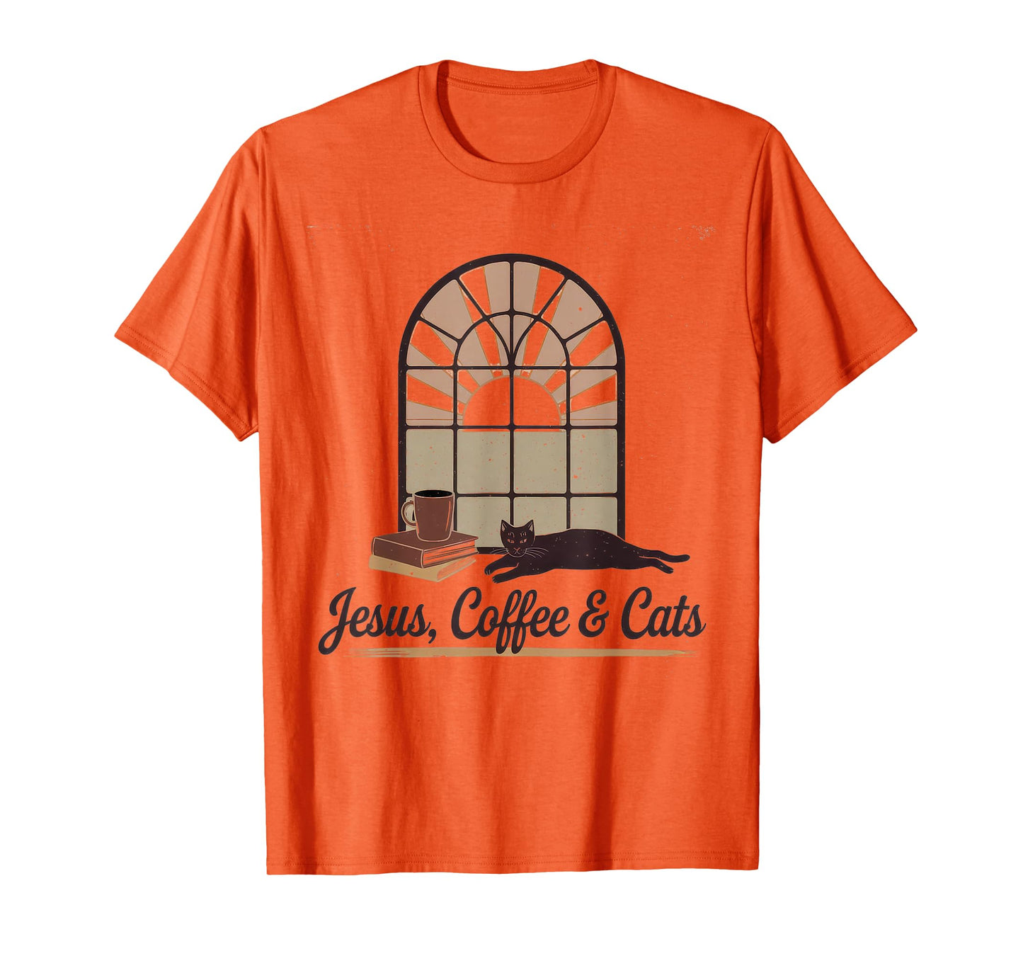 Jesus Coffee Cats Funny Cute Design Jesus Lovers Christian T-Shirt