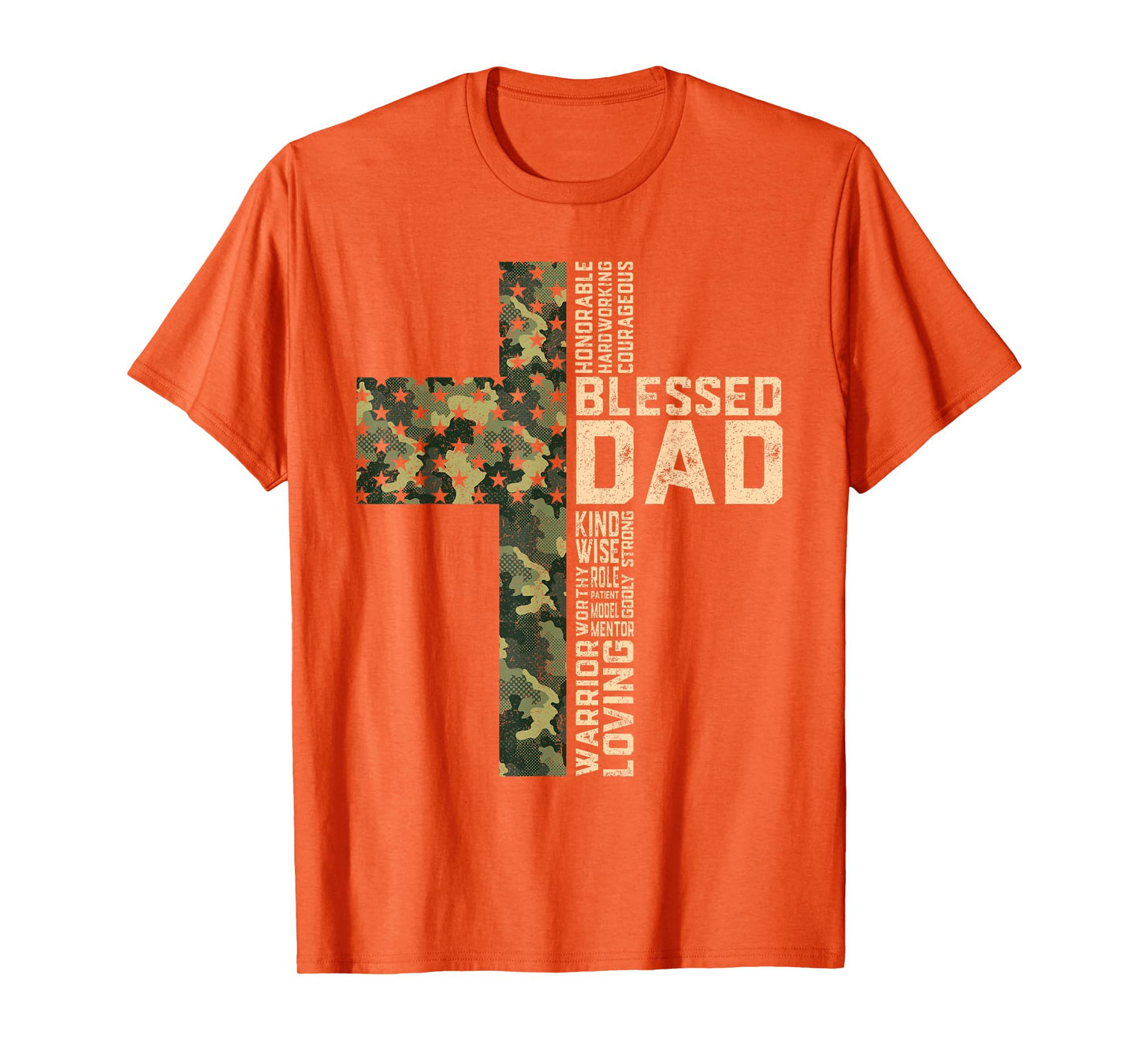 Christian Blessed Dad Camo Flag Cross Religious Father's Day T-Shirt