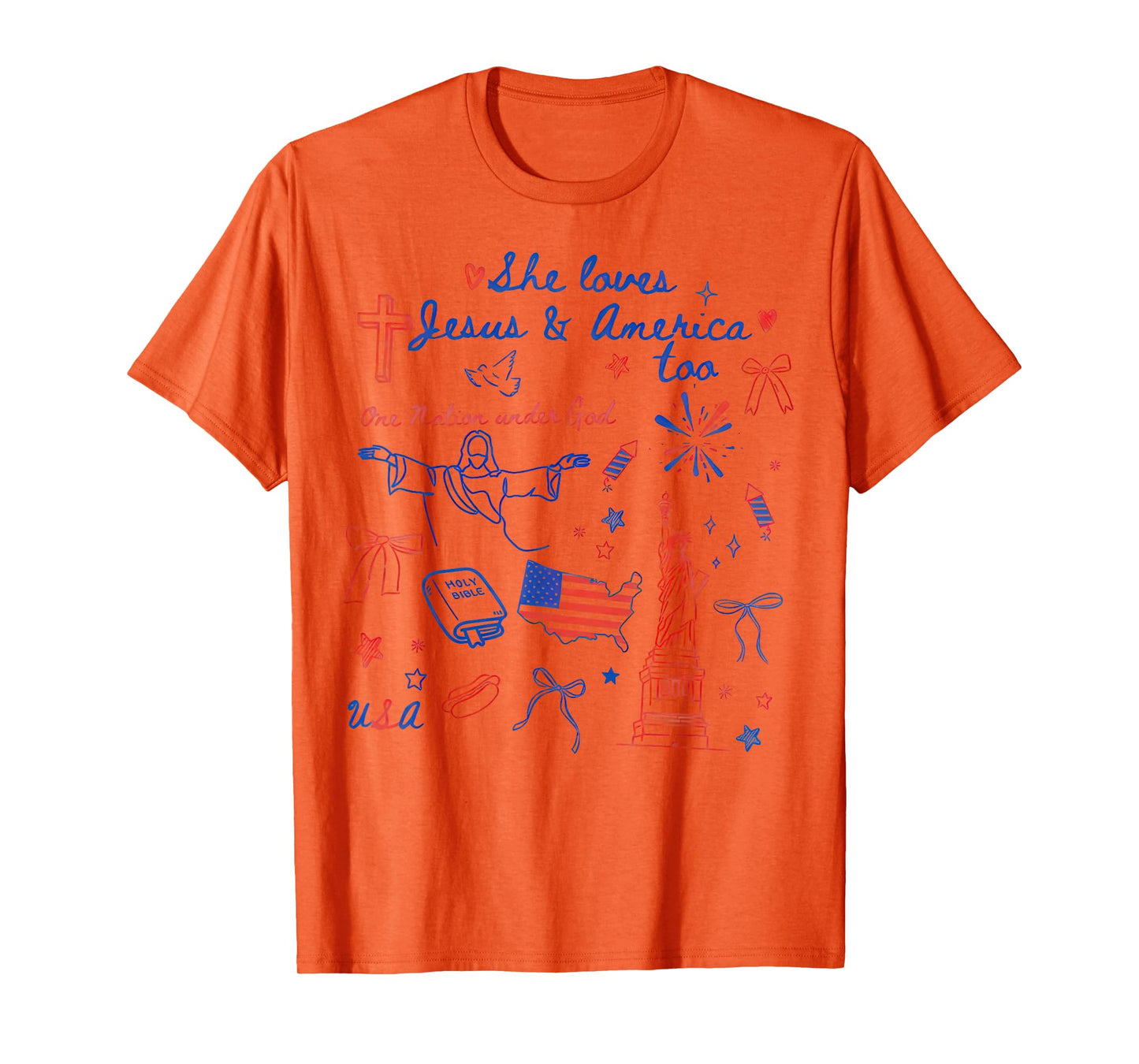 She Loves Jesus And America Too Christian Retro 4th of July T-Shirt