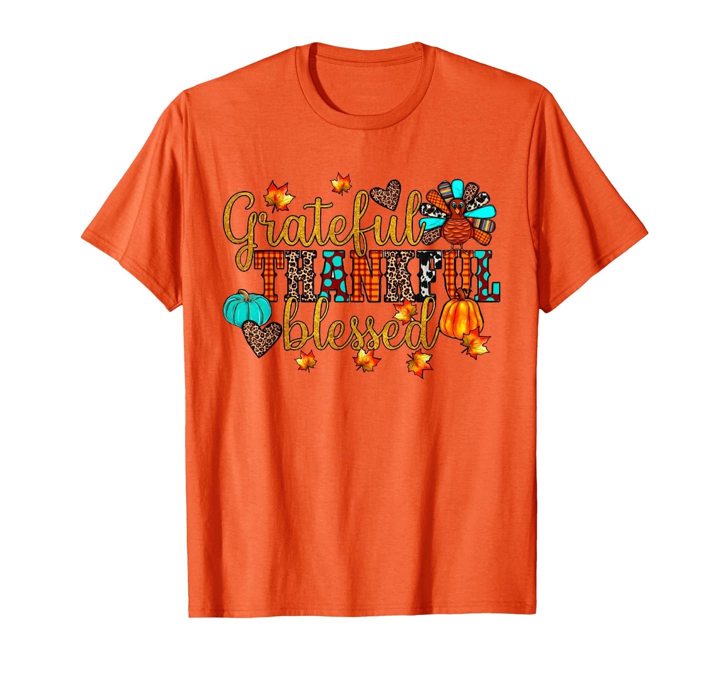 Thankful Grateful Blessed Christian Religious Thanksgiving T-Shirt