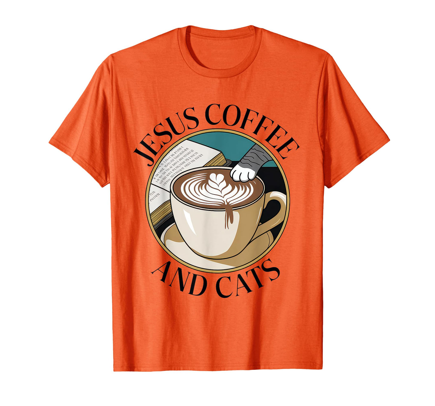 Jesus Coffee Cats Funny Cute Design Jesus Lovers Christian T-Shirt