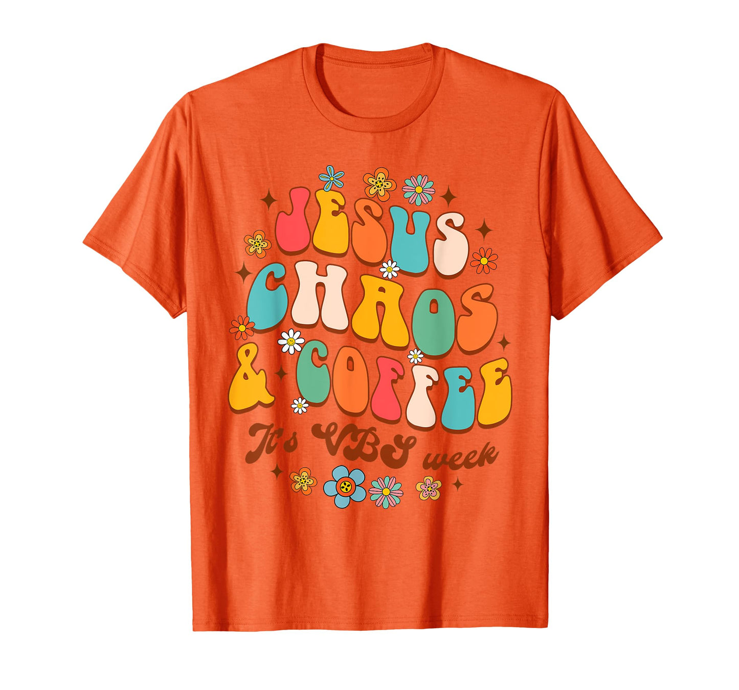 Christian Religious Funny Jesus Chaos Coffee It's VBS Week T-Shirt