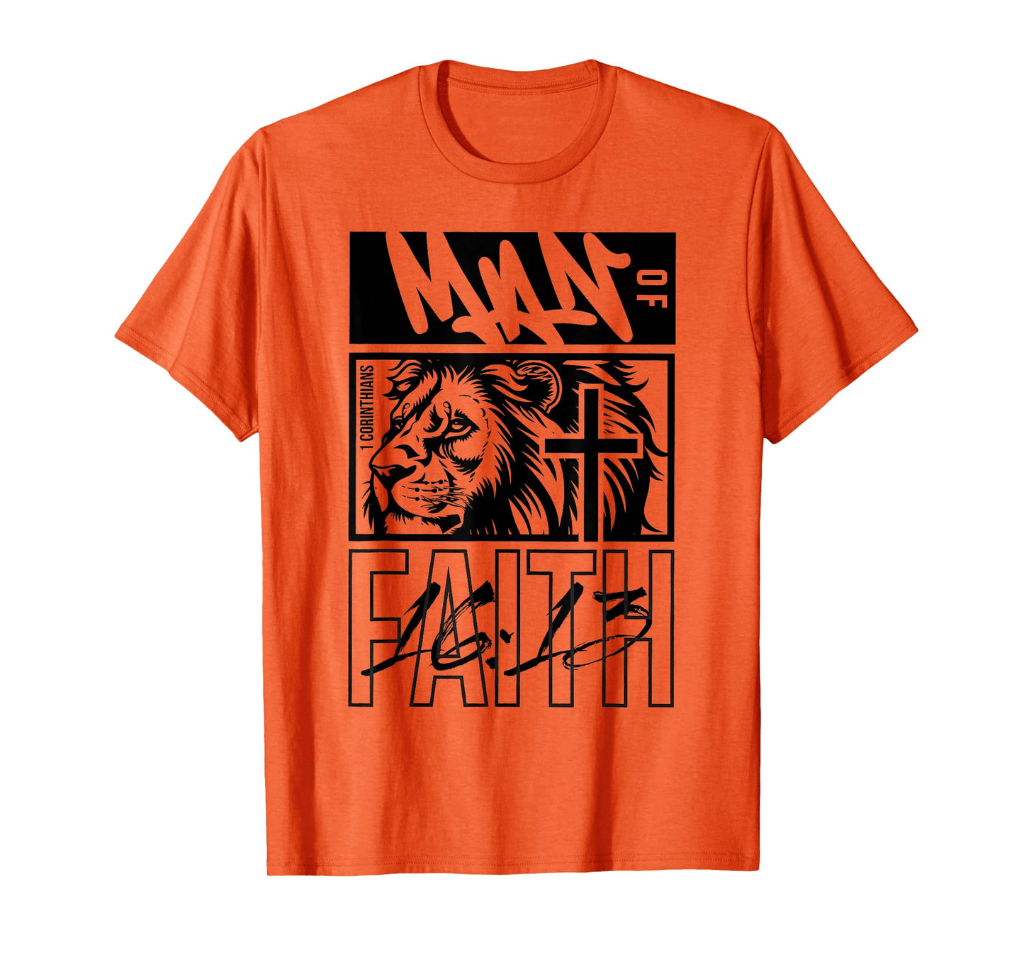 Christian Jesus Faith Lion Men Religious Cross Bible Verse T-Shirt