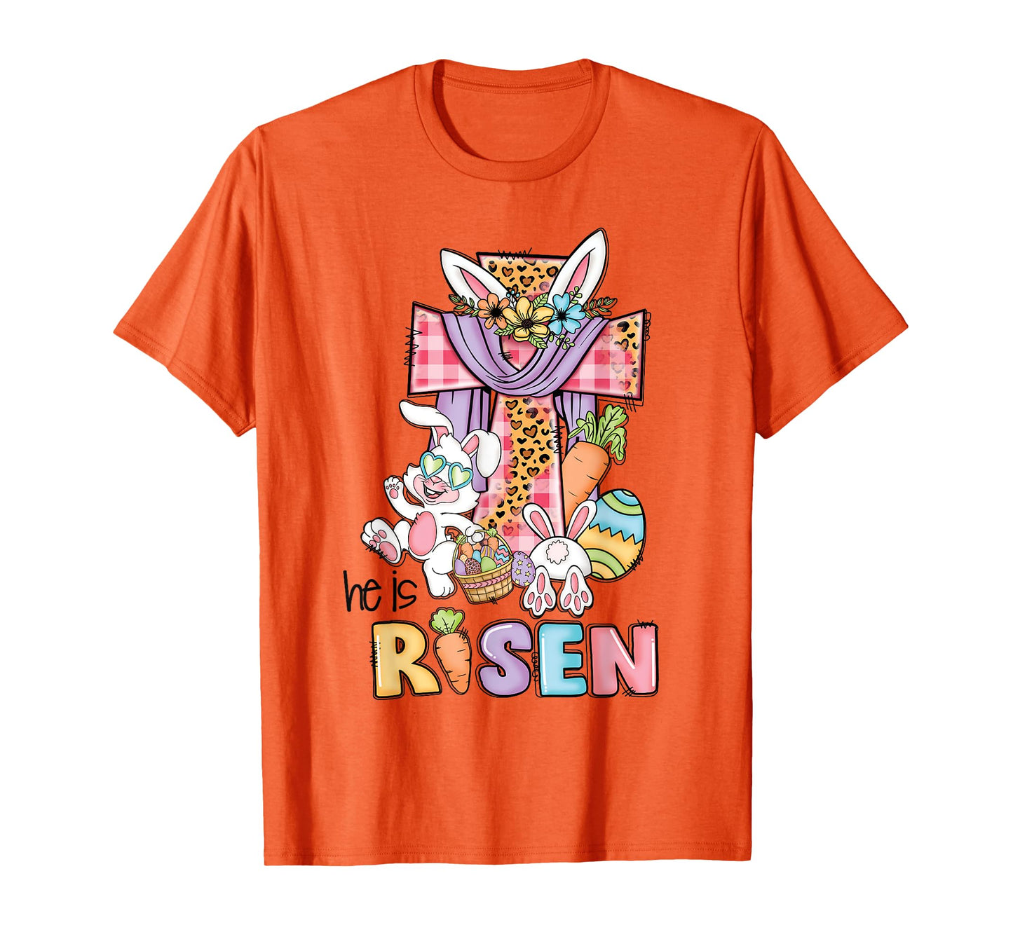 He is Risen Floral Cross Vintage Happy Easter Day T-Shirt