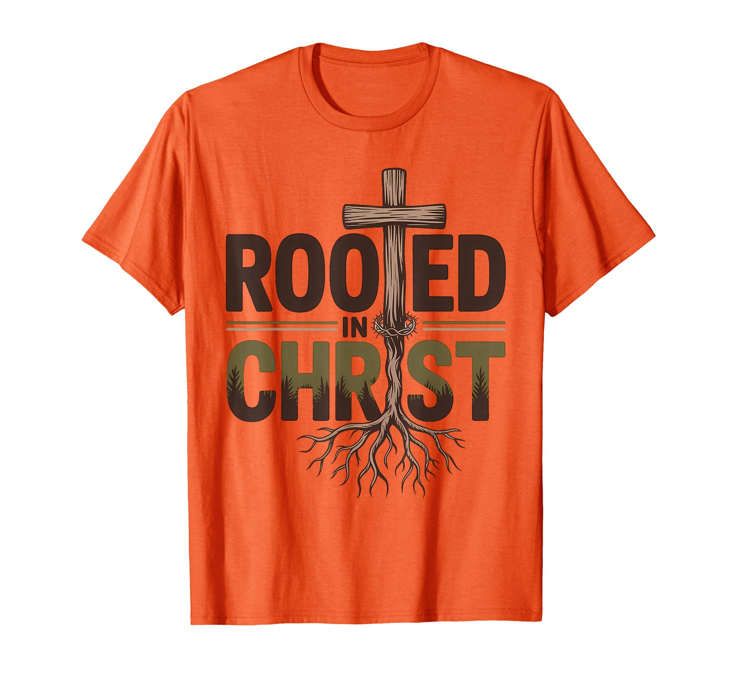 Rooted in Christ Christian Faith Jesus Cross T-Shirt