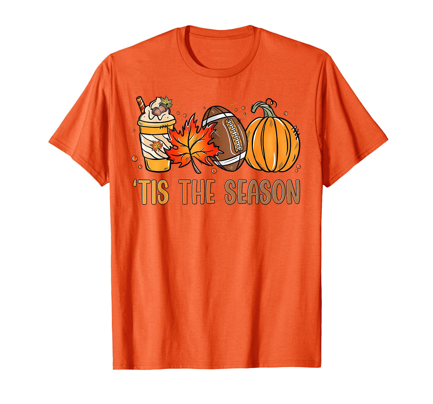 Tis The Season Fall Thanksgiving Pumpkin Spice Football T-Shirt