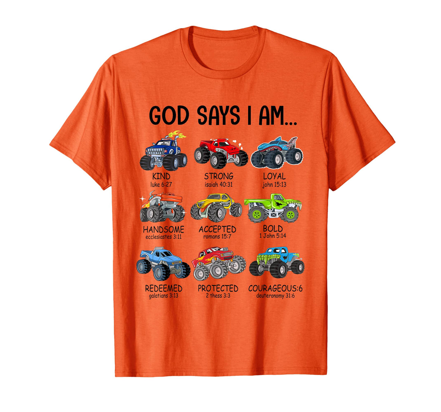 God Says I Am Funny Monster Truck Christian Bible Kids Boys T-Shirt