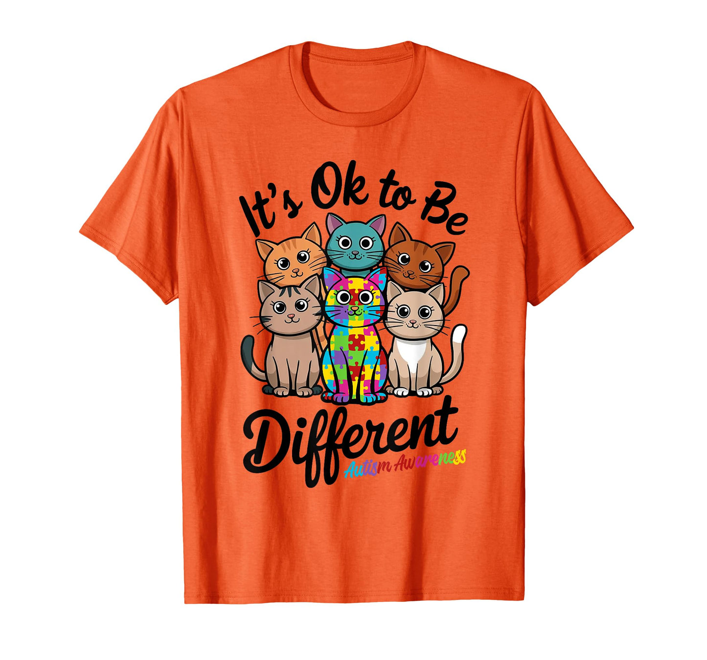 Autistic Cats Kitten Its Ok To Be Different Autism Awareness T-Shirt